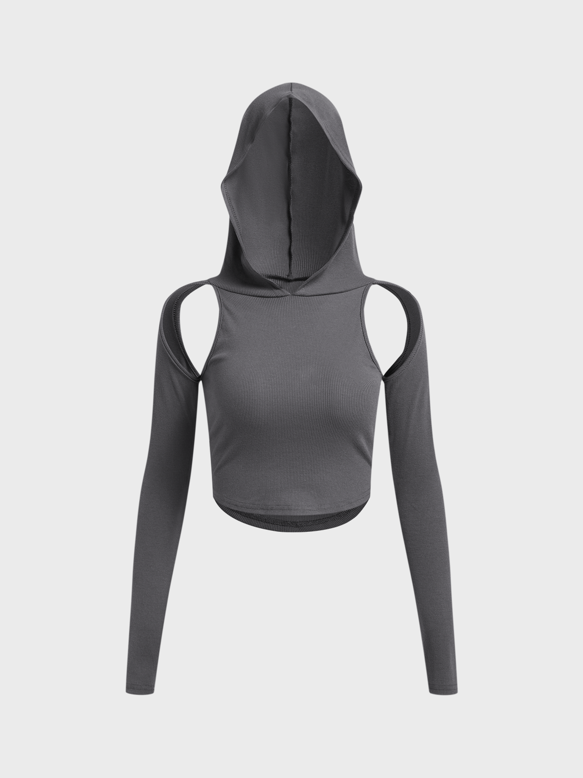 Cut Out Plain Long Sleeve Hoodie