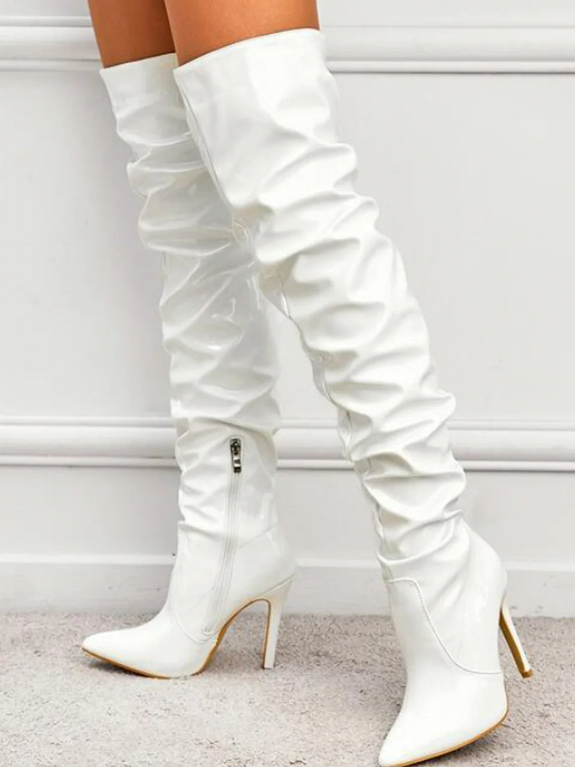 PU Thigh High Stiletto Heel Boots