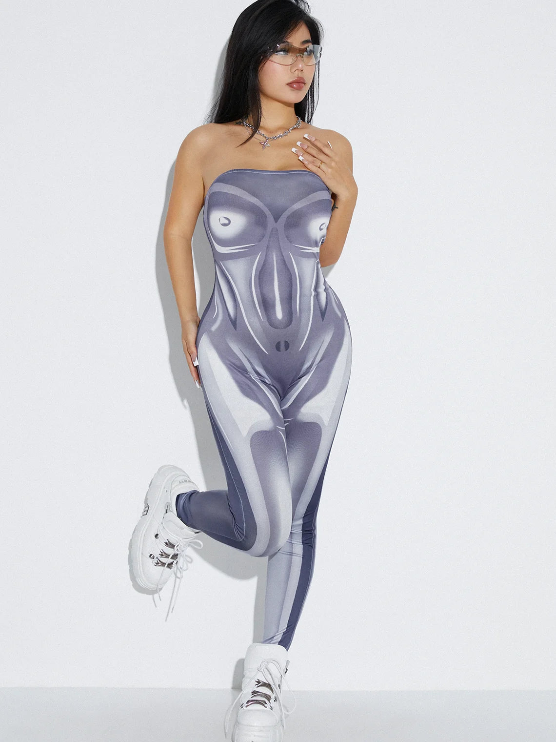 Strapless Human Body Tube Jumpsuit