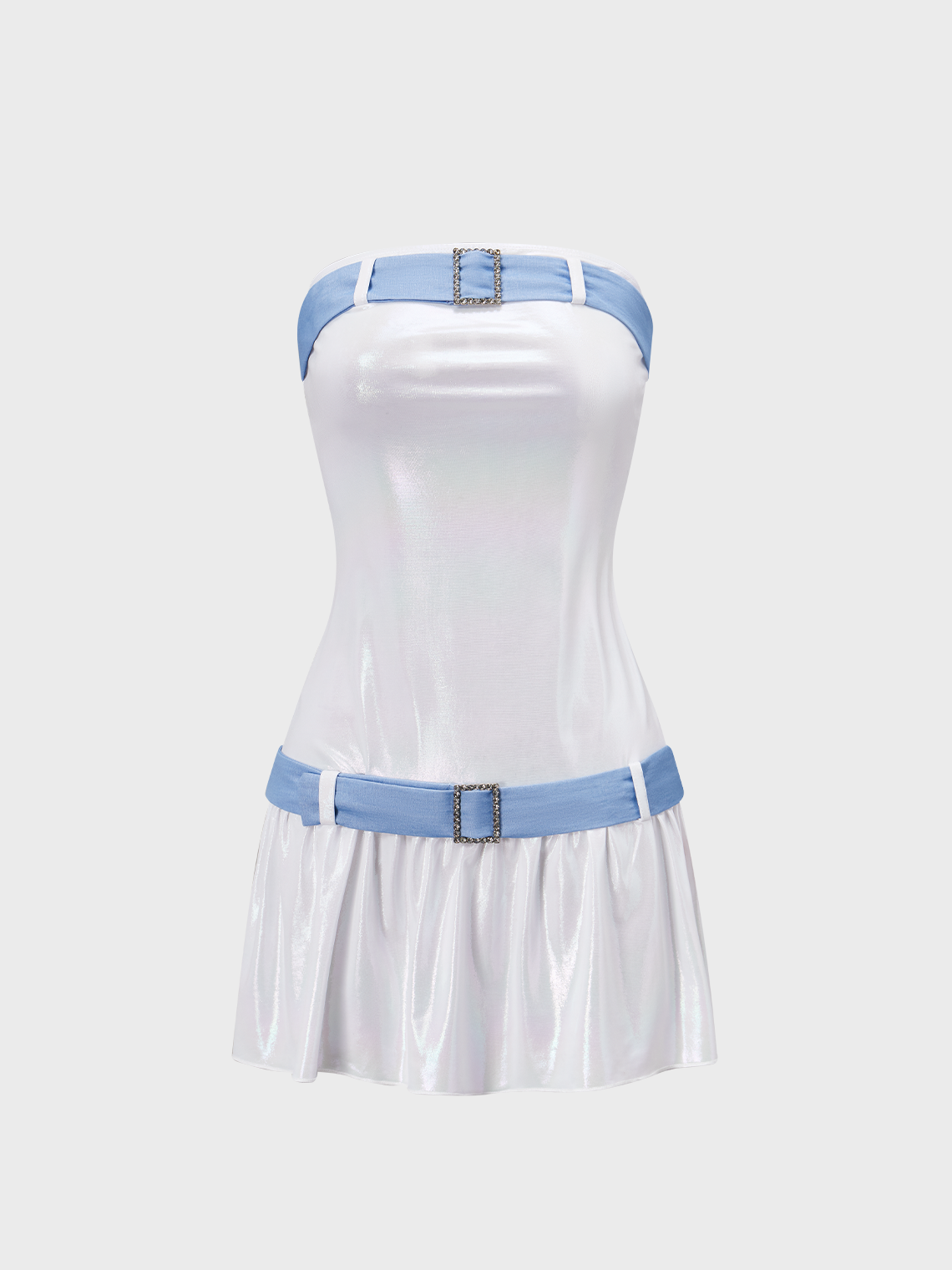 Y2K White Belt Metal Party Dress Mini Dress