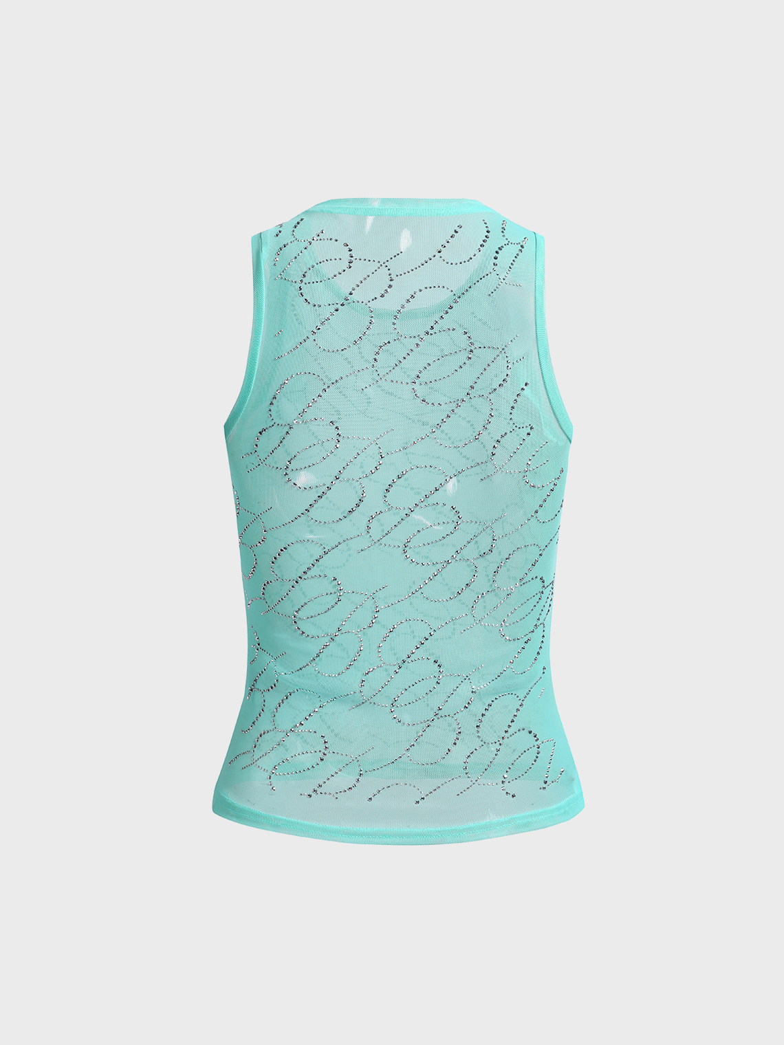 Y2k Blue Hotfix rhinestone Mesh Top Tank Top & Cami