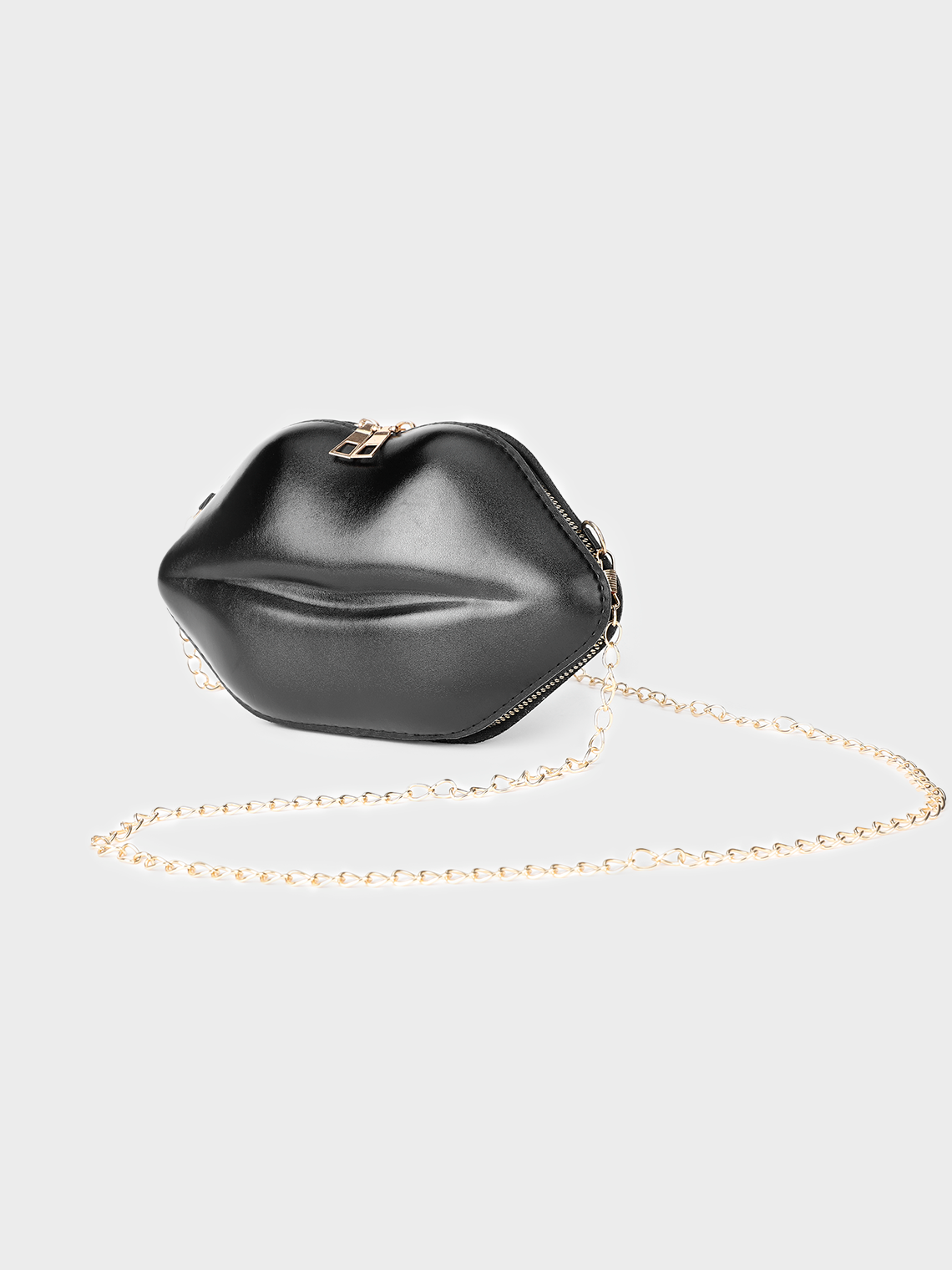 Metallic PU Sliver Lip Shape Bag