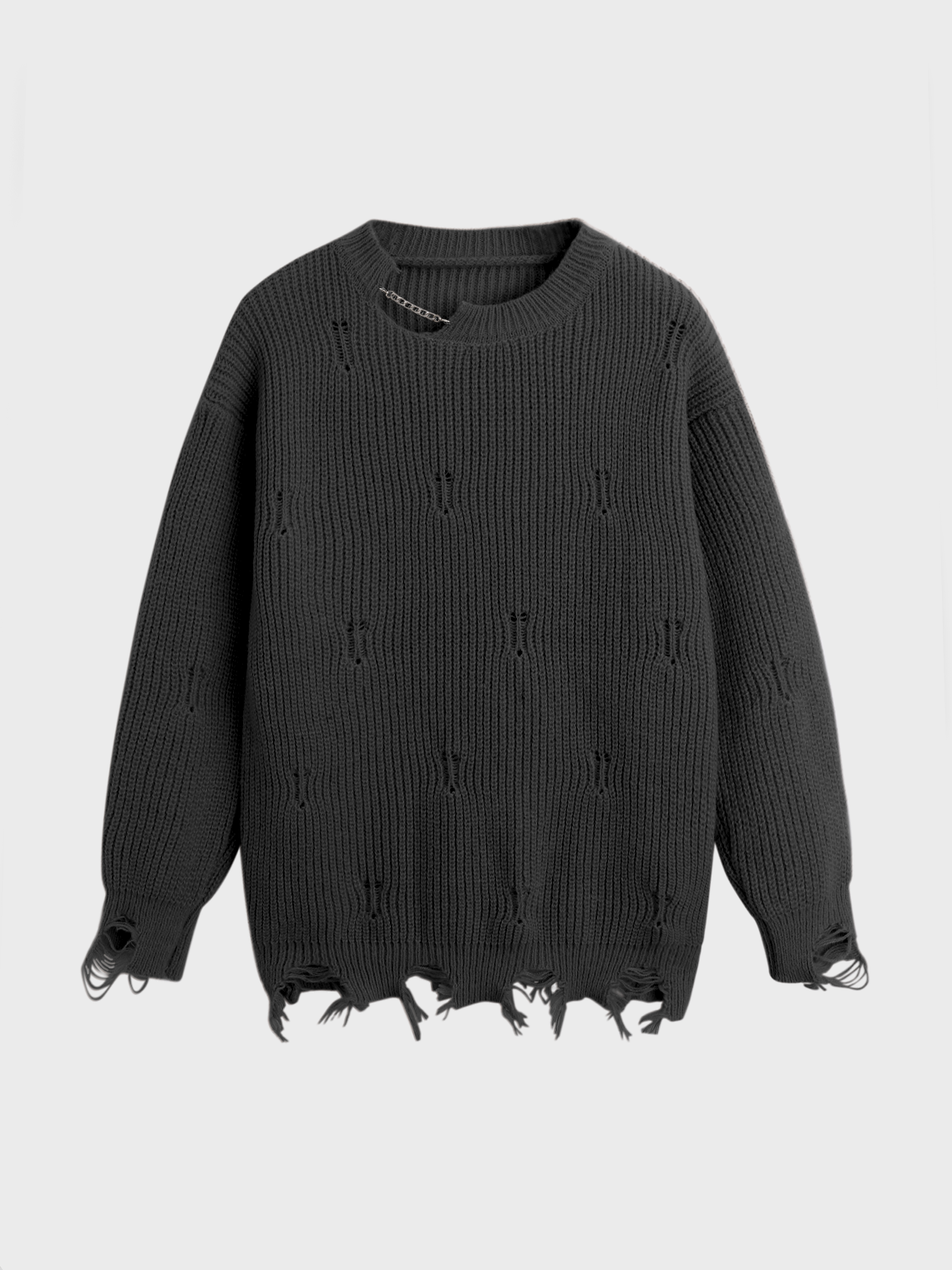 Knitted Crew Neck Plain Long Sleeve Sweater