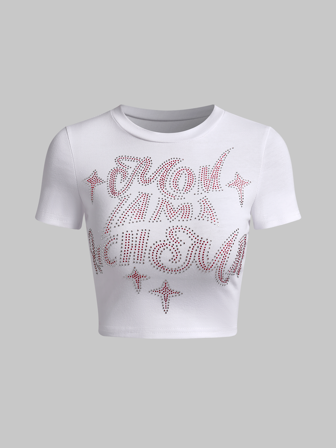 Y2k White Hotfix rhinestone Top T-Shirt