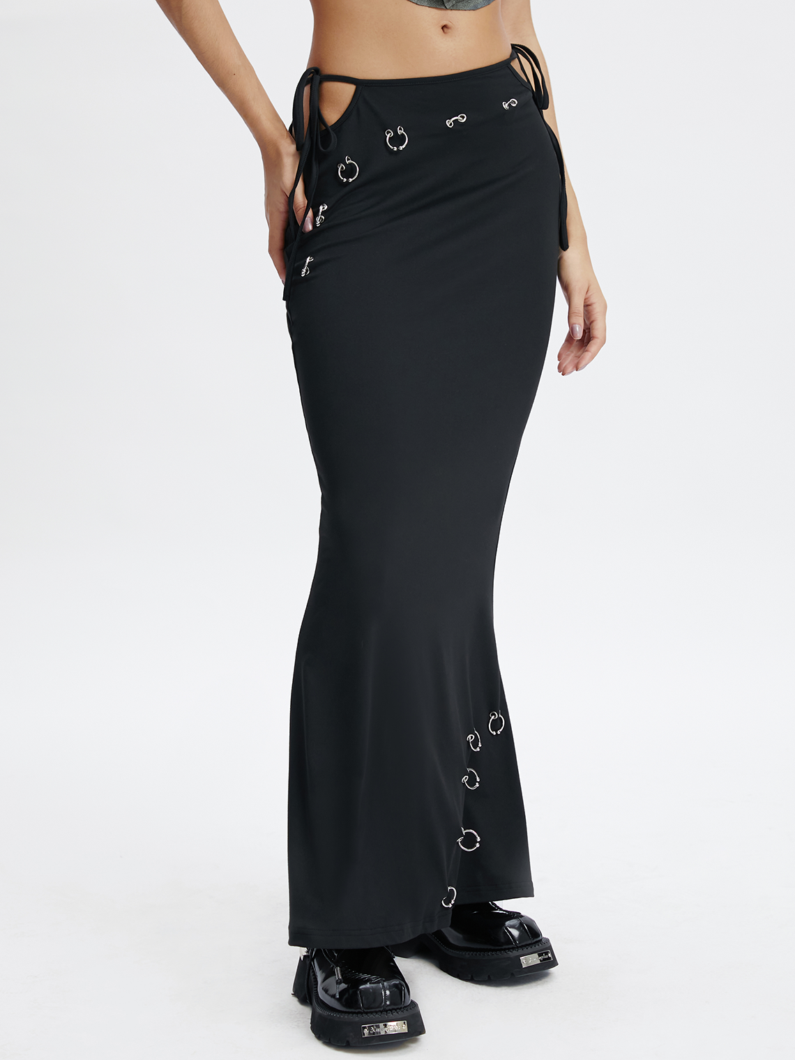 Jersey Cut Out Plain Maxi Skirt