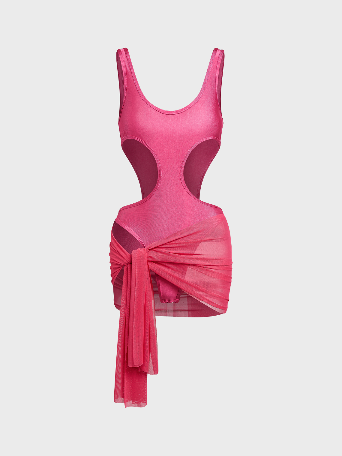 Y2k Deep Pink Cut out Knot Two-Piece Set