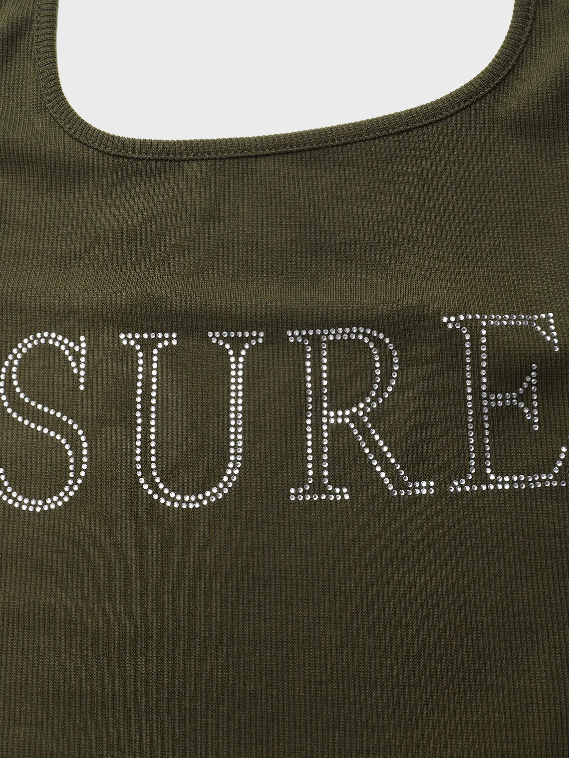 Y2k Army Green Hotfix rhinestone Top Tank Top & Cami