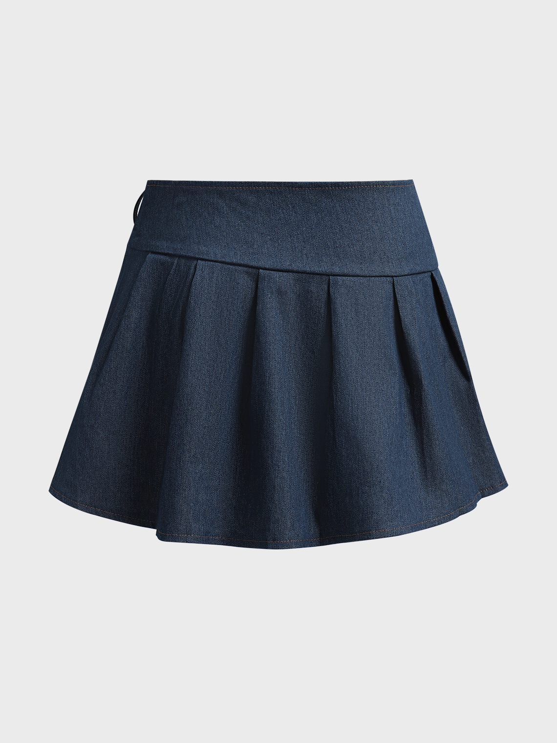 Side Slit Metal Buckle Plain Short Skirt