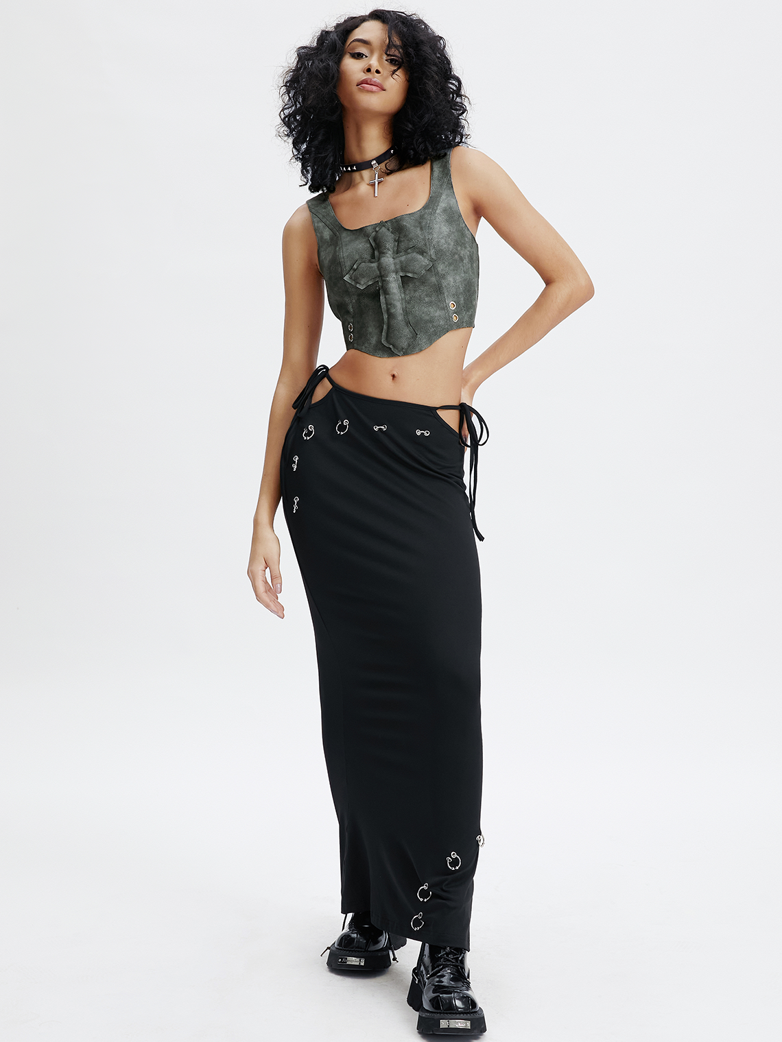 Jersey Cut Out Plain Maxi Skirt