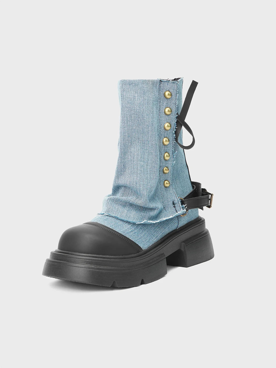 Denim Platform Below Knee Cowboy Boots