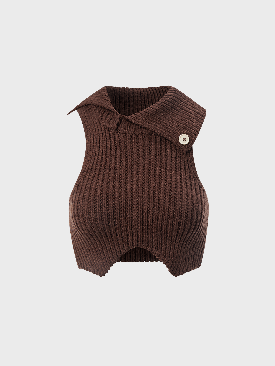 Y2K Brown Asymmetrical Design Top Sweater