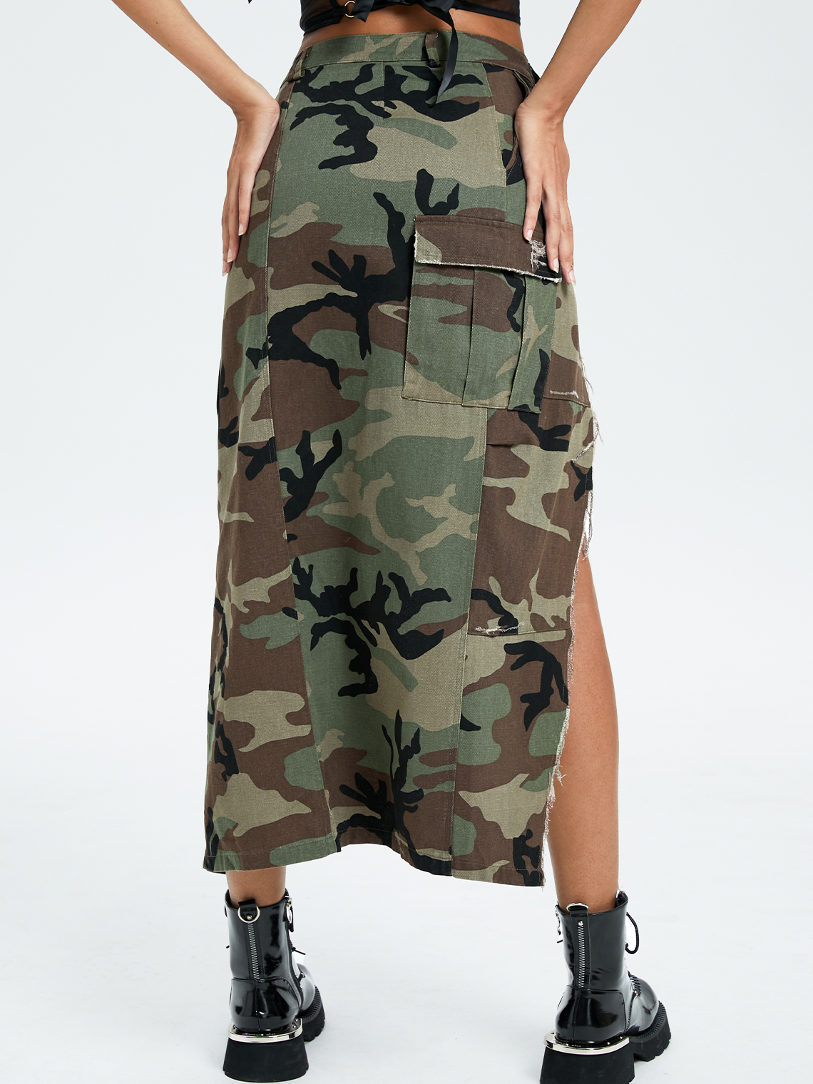 Street Army Green Slim Bottom Skirt