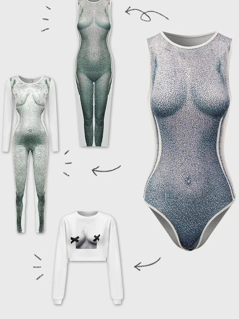 Edgy Art Gray Body Bodysuit