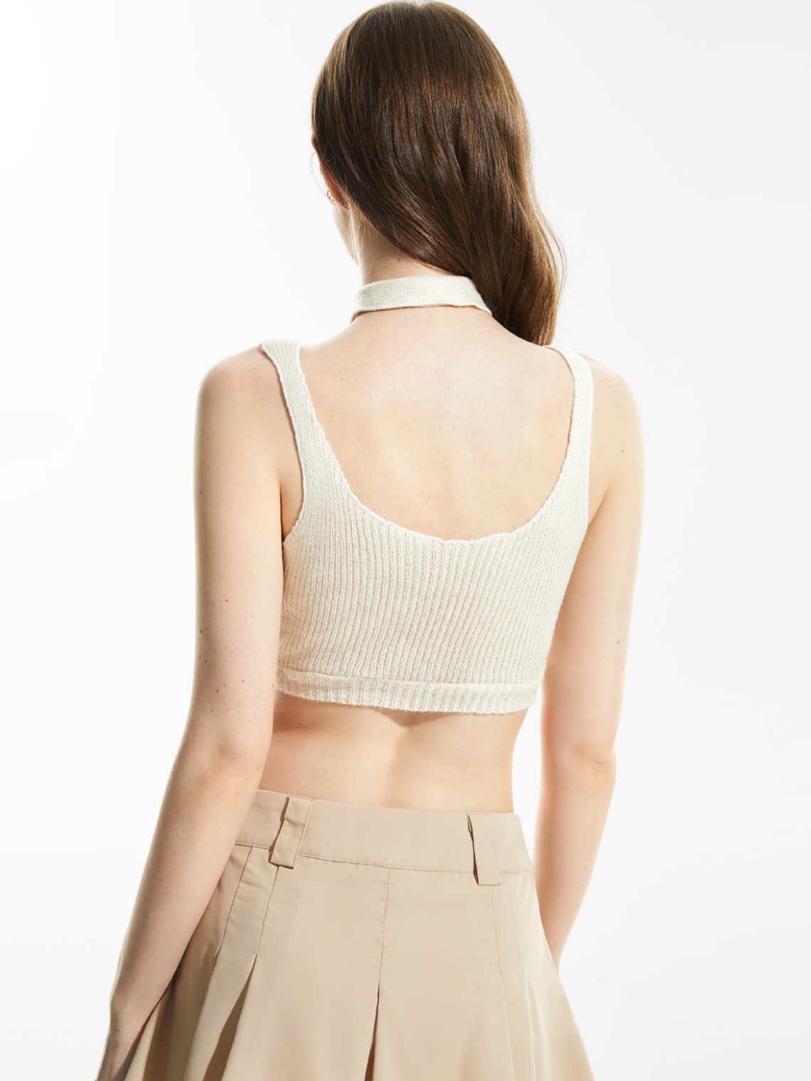 Y2K Khaki Backless Cut Out Top Sweater