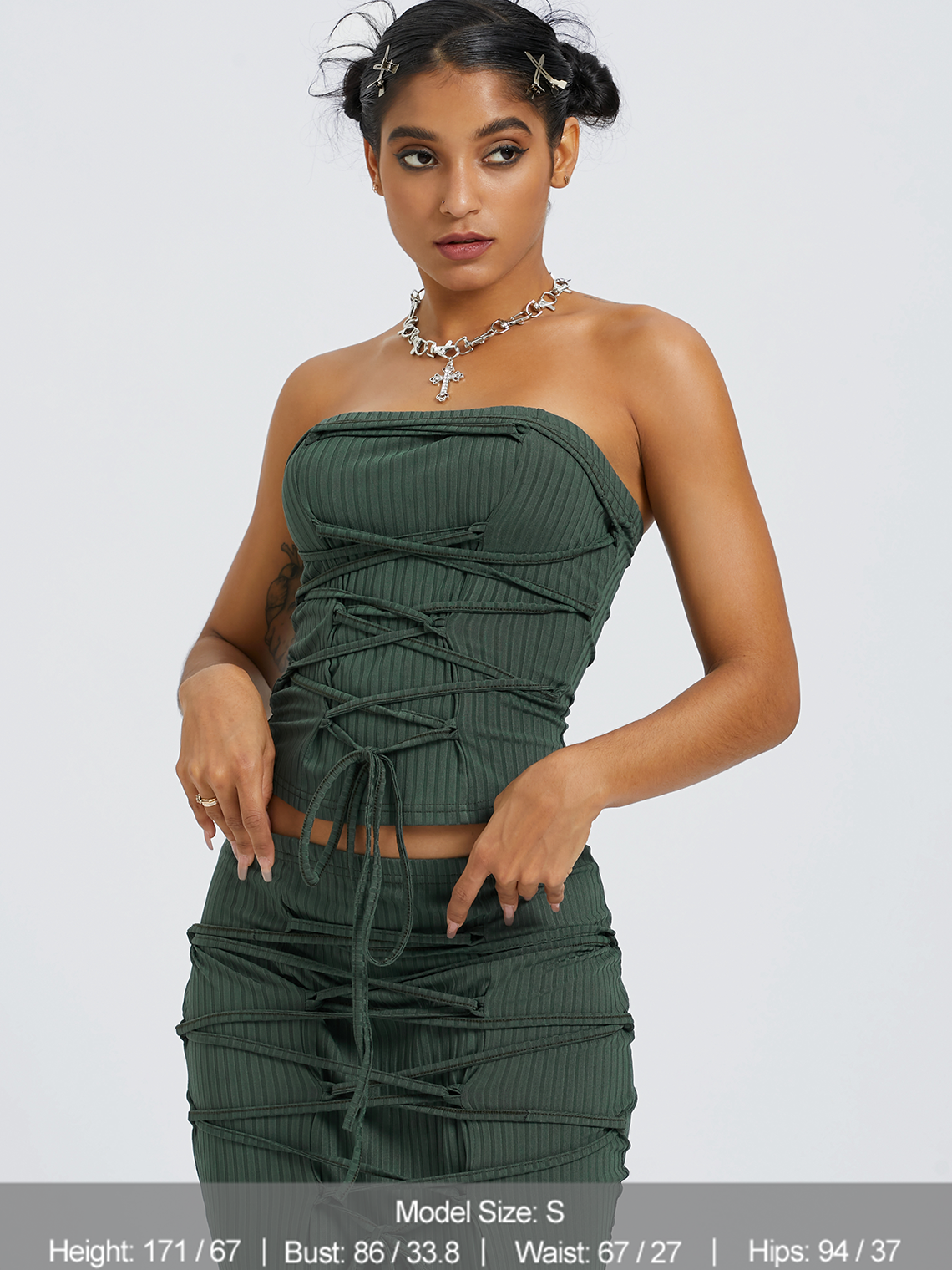 Y2k Darkgreen Two-Piece Set