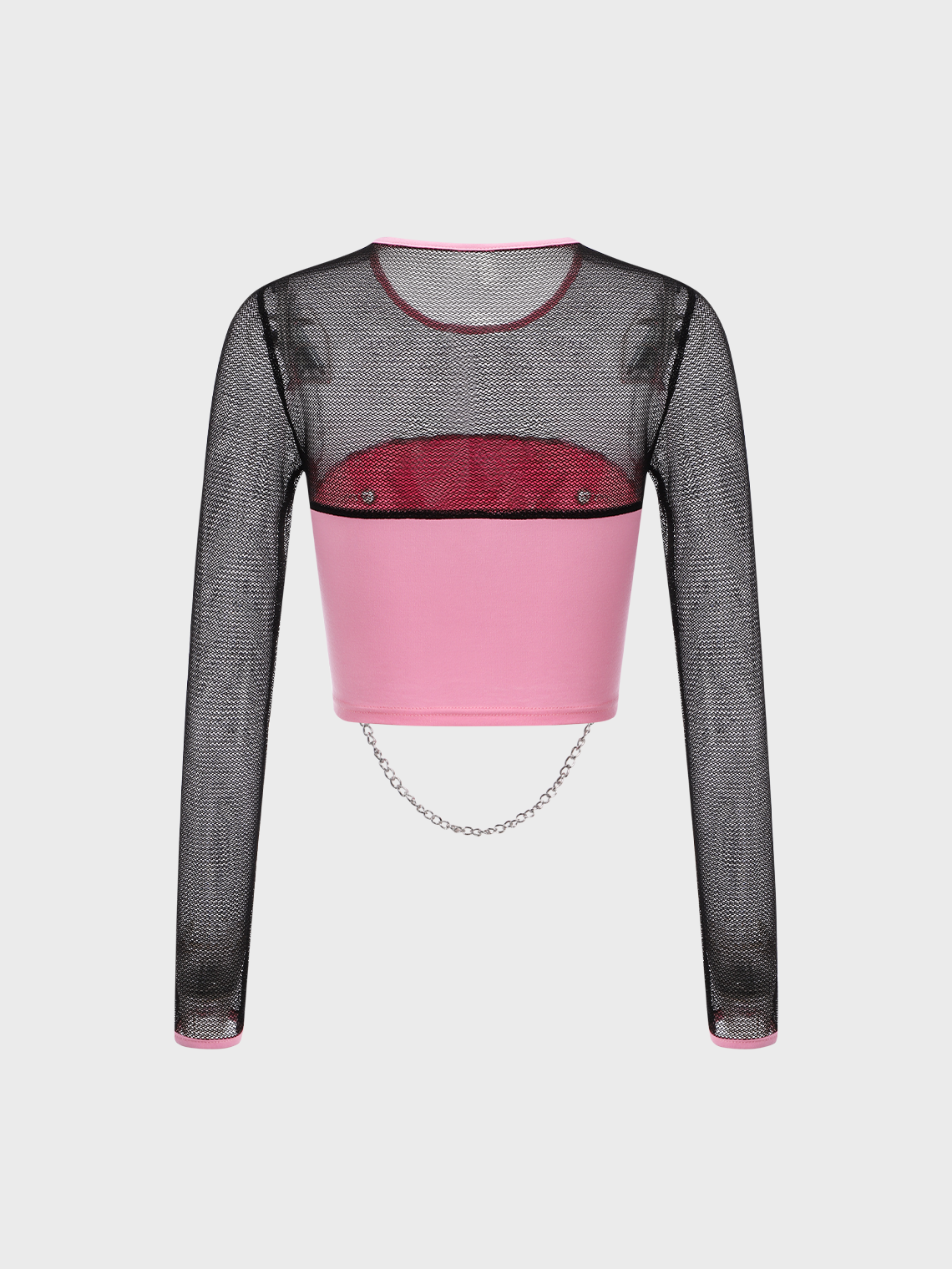 Y2K Pink Slim Mesh Patchwork Top T-Shirt