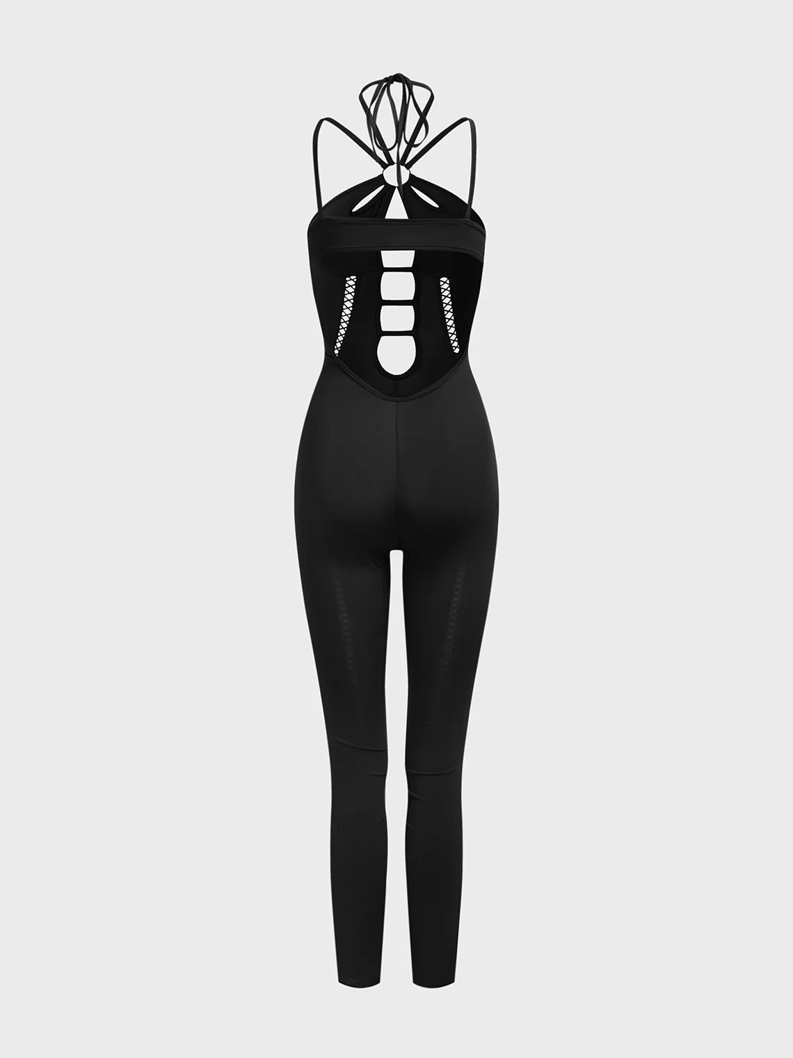 Cut Out Backless Spaghetti Plain Jumpsuit