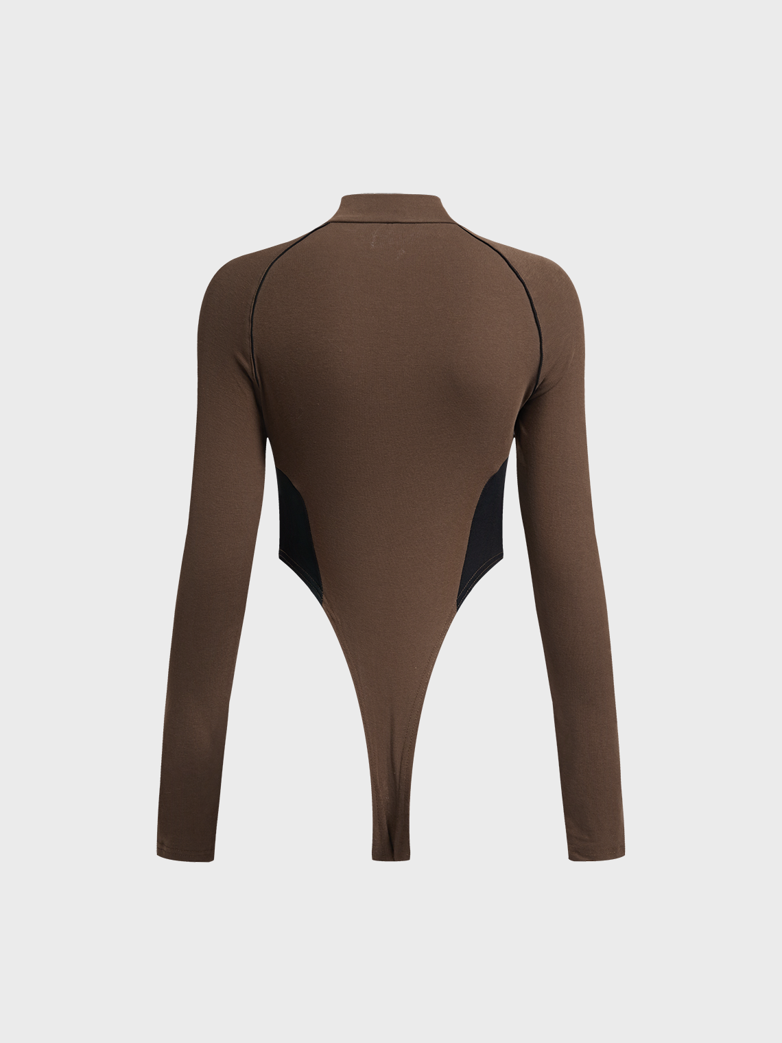 Stand Collar Color Block Long Sleeve Bodysuit