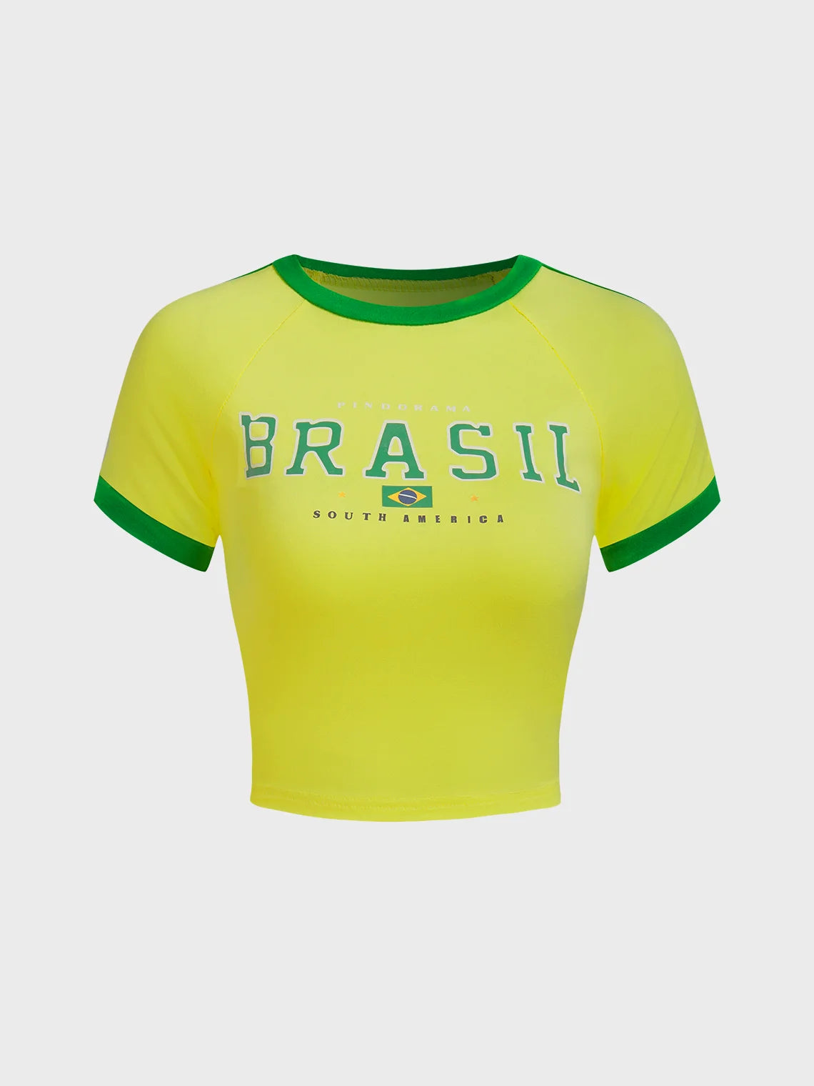 Jersey Brasil Crew Neck Color Block Short Sleeve T-Shirt