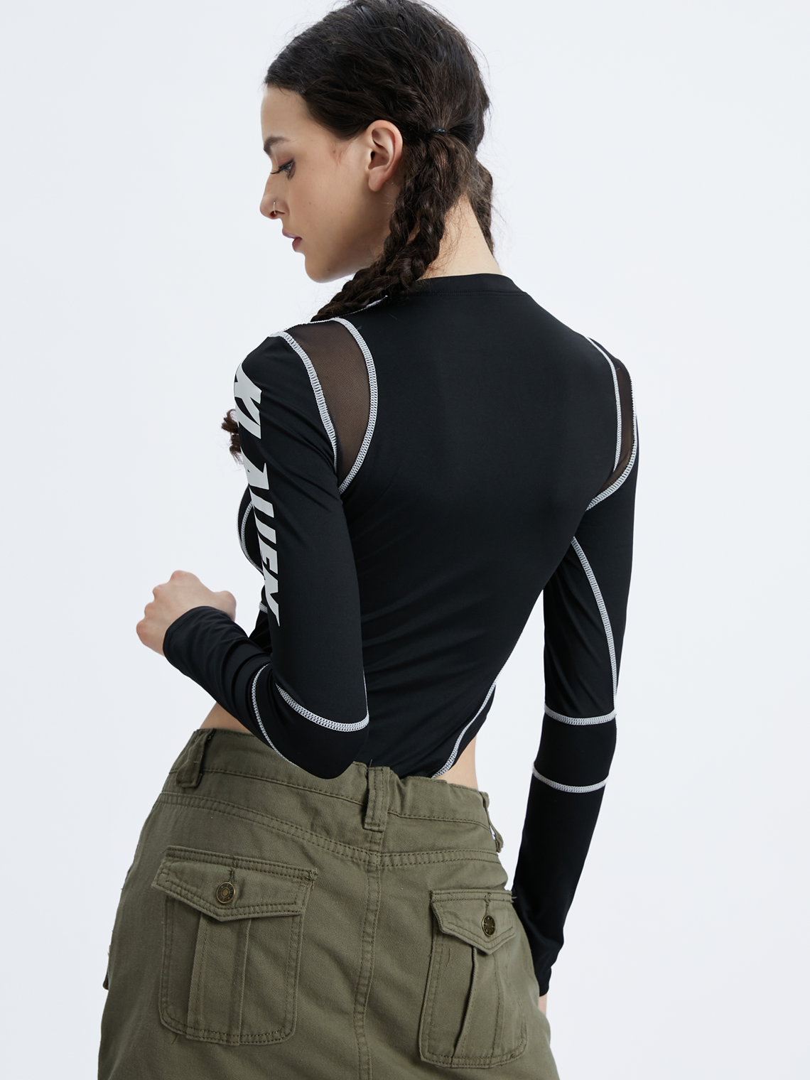 Street Black Patchwork Bodysuit