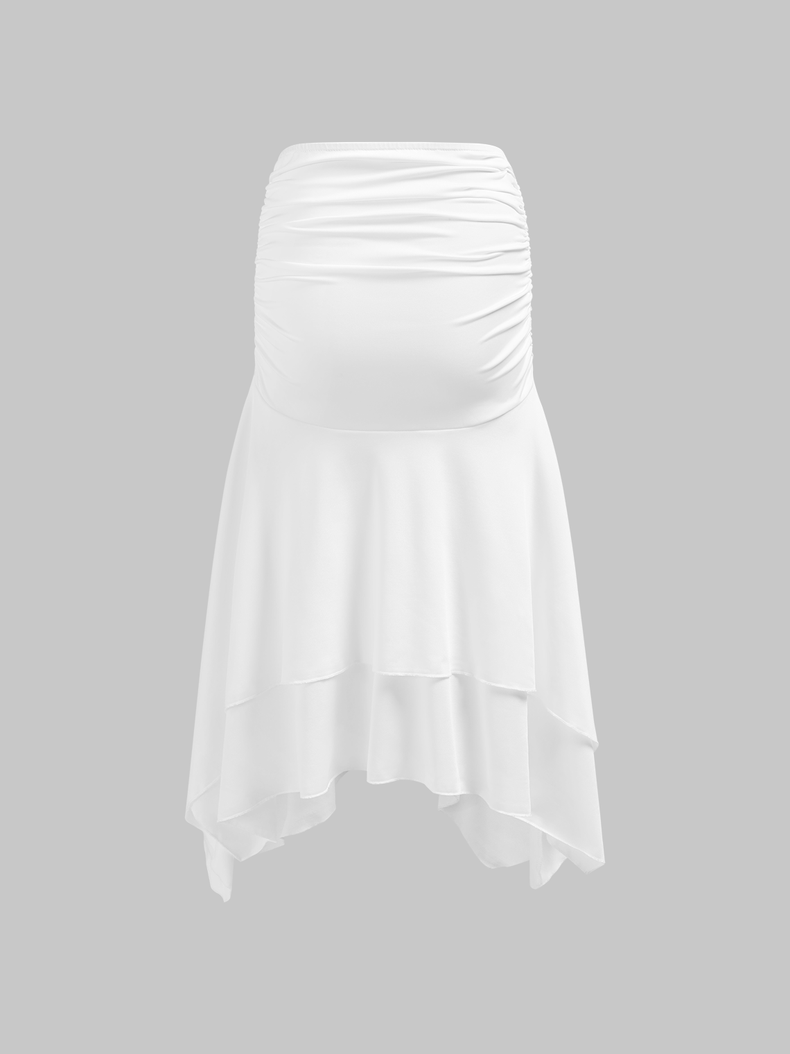 Irregular Hem Split Plain Midi Skirt