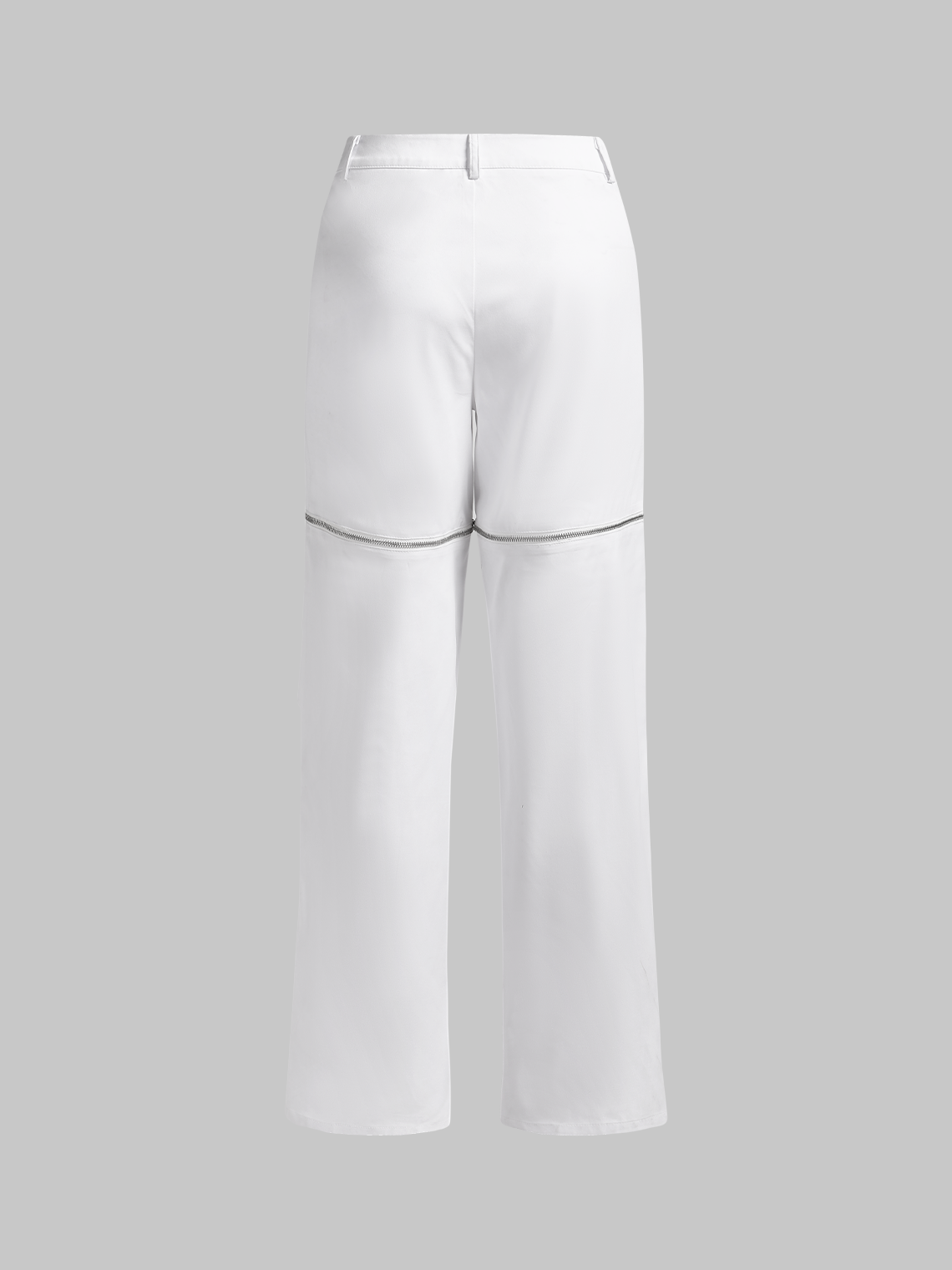 Street White Pockets Zip up Bottom Pants