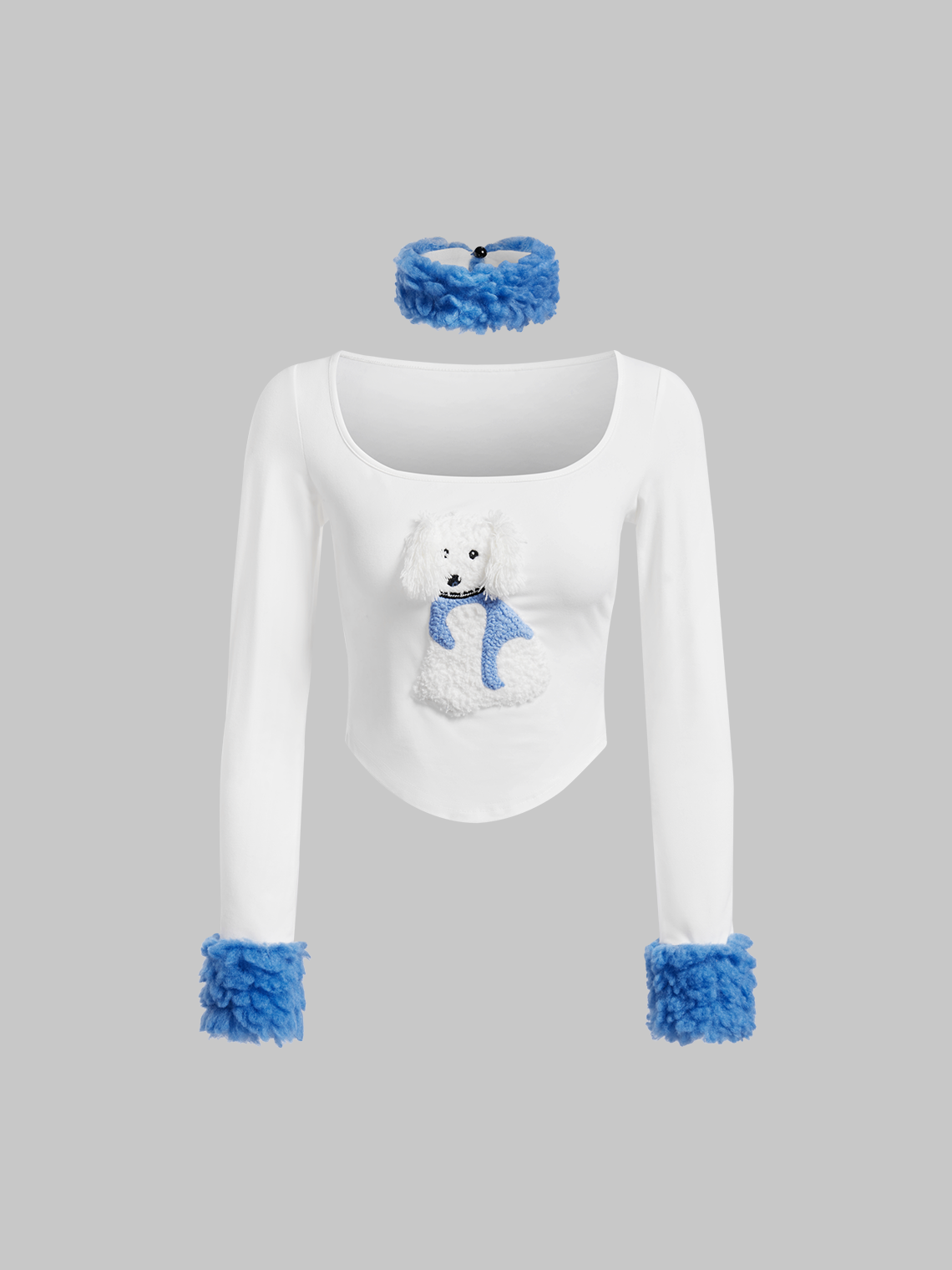 Square Neck Dog Long Sleeve T-Shirt