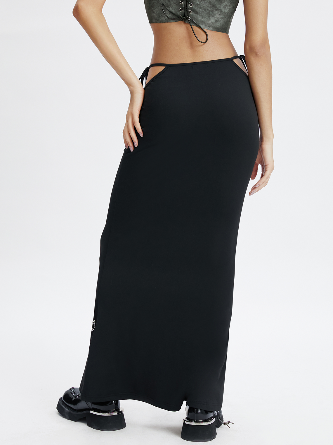 Jersey Cut Out Plain Maxi Skirt