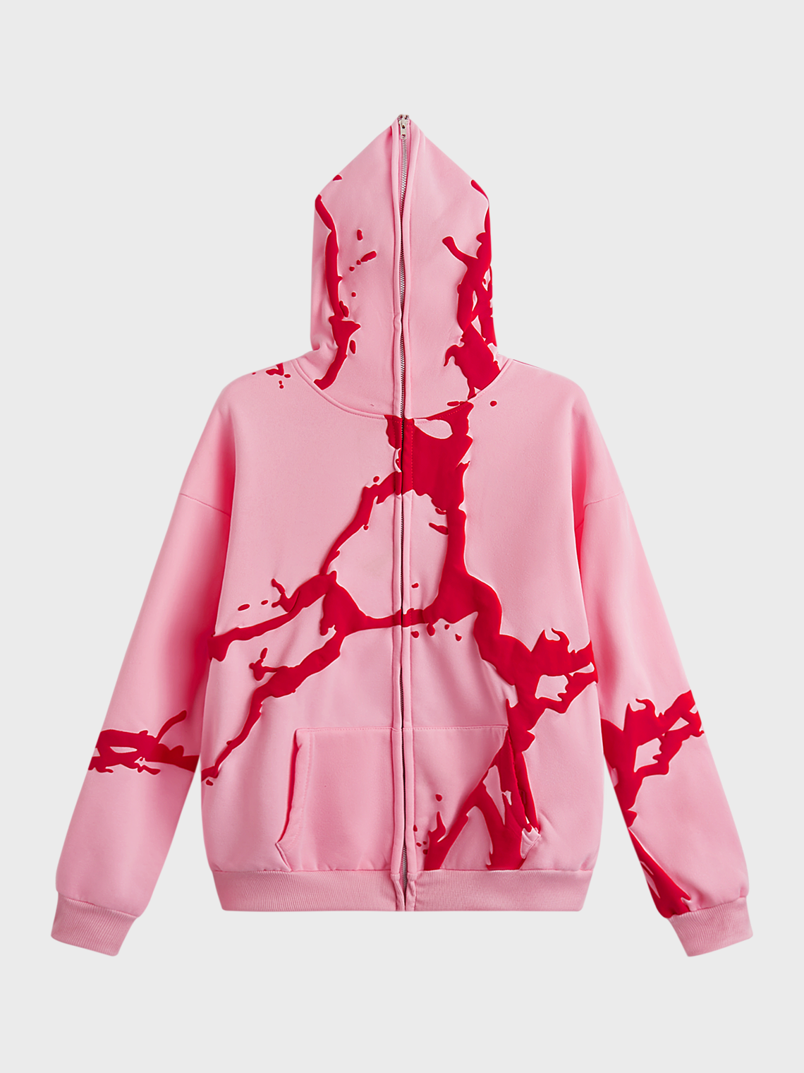 Zipper Abstract Pattern Long Sleeve Hoodie