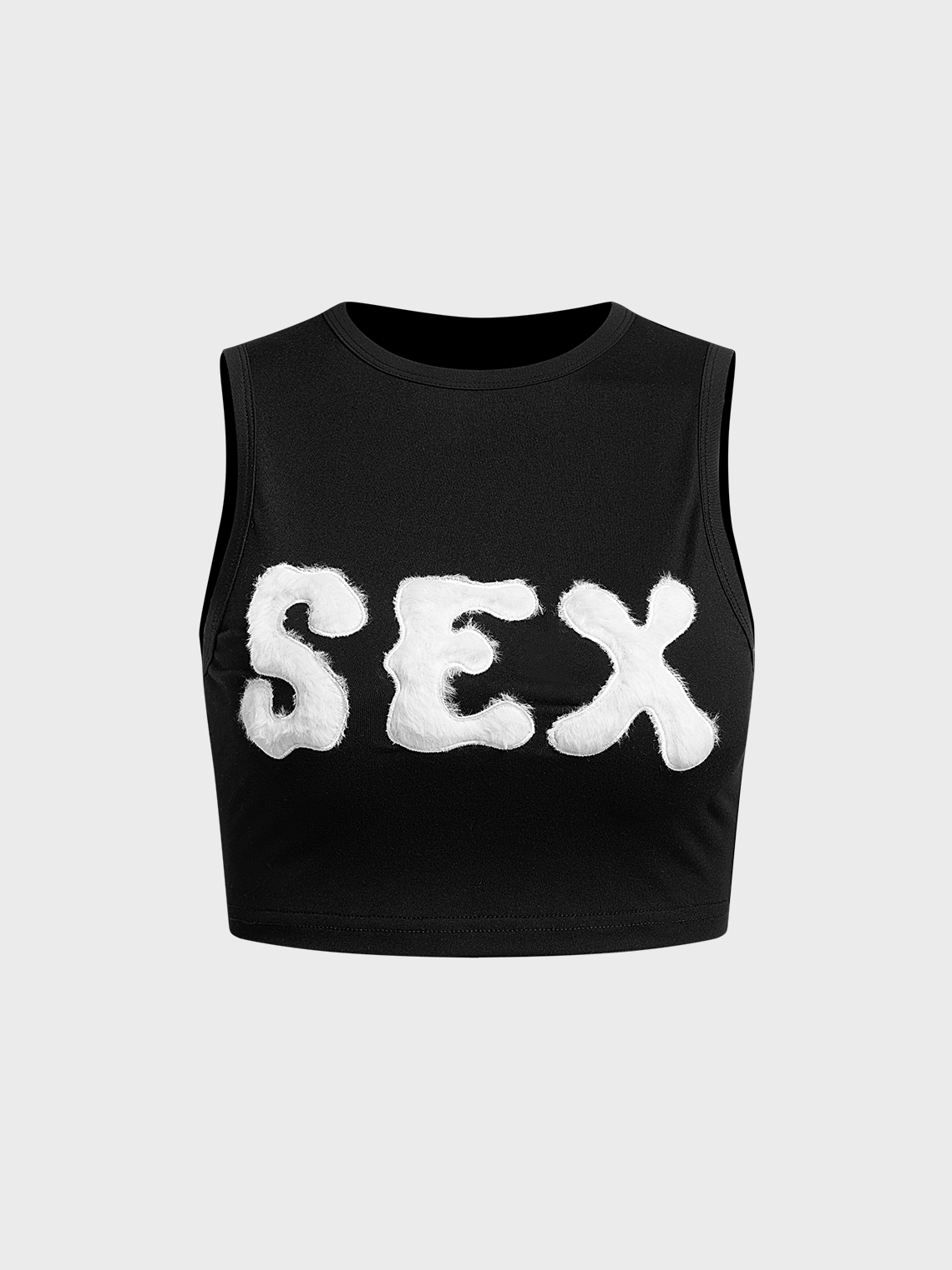 Crew Neck Text Letters Tank Top