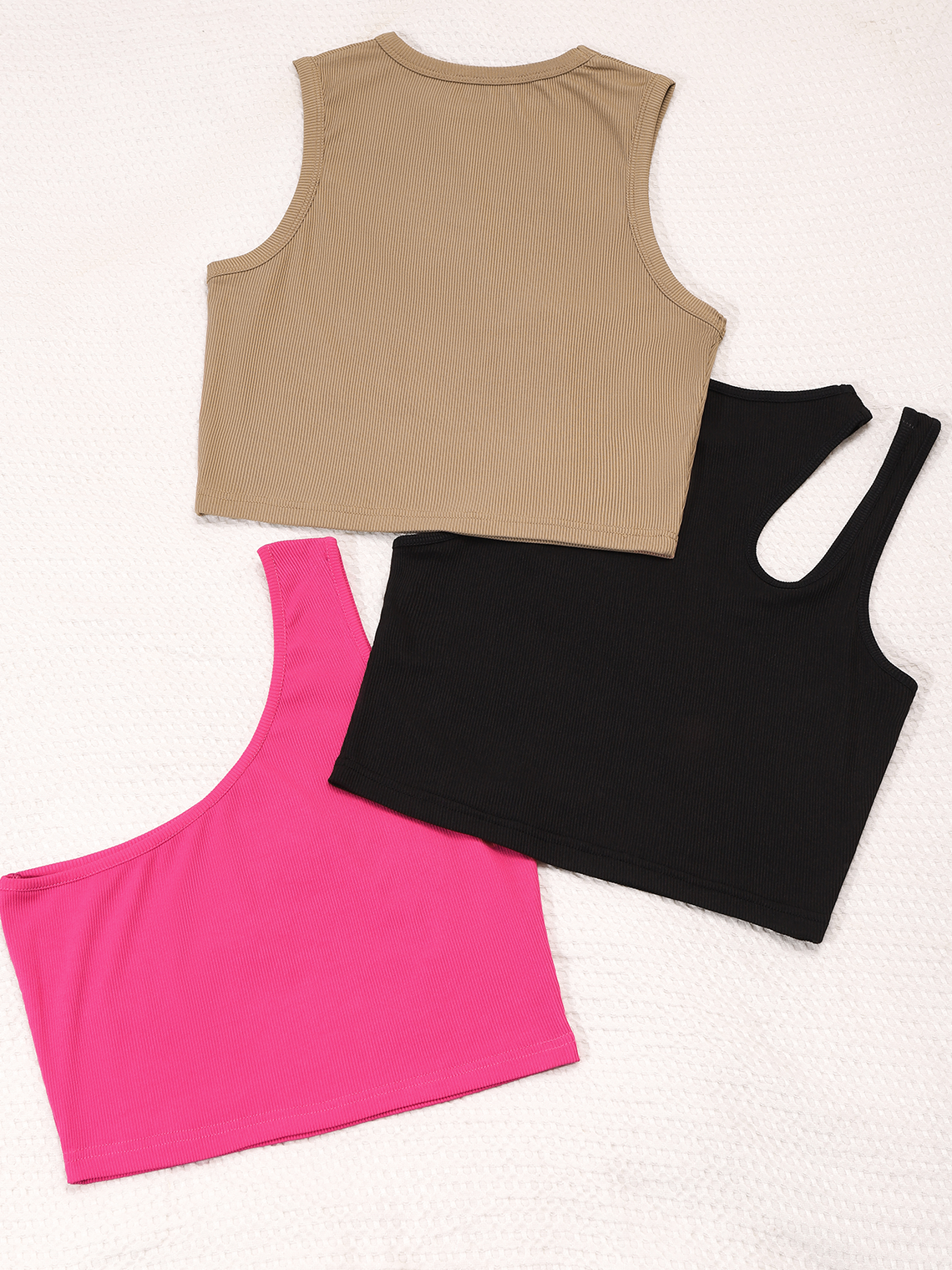 Three-Piece Set Street Basic Pac Asymmetrical Design Top Tank Top & Cami