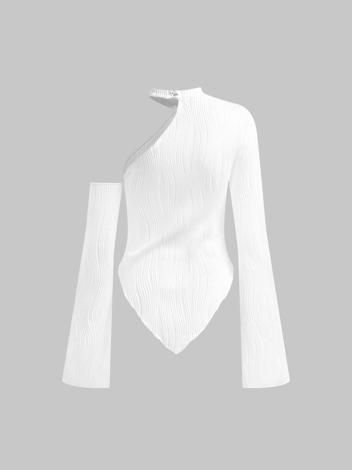 Texture Arm Sleeves Halter Plain Long Sleeve Shirt