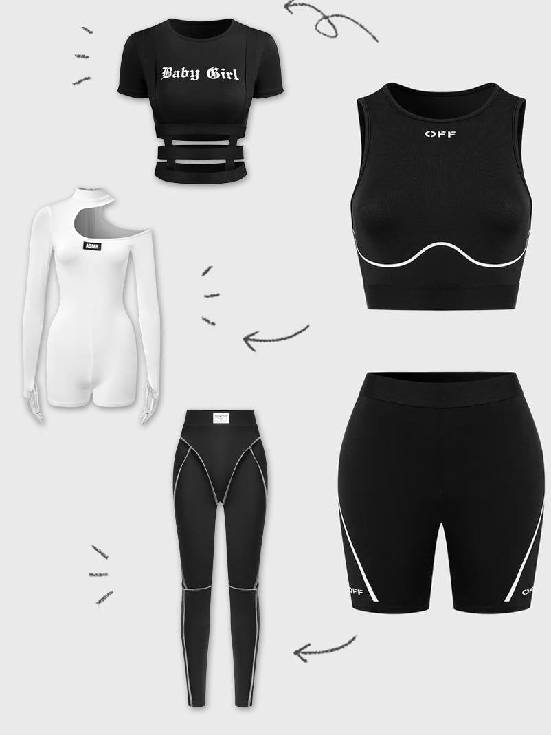 Activewear Street Black Letter Two-Piece Set