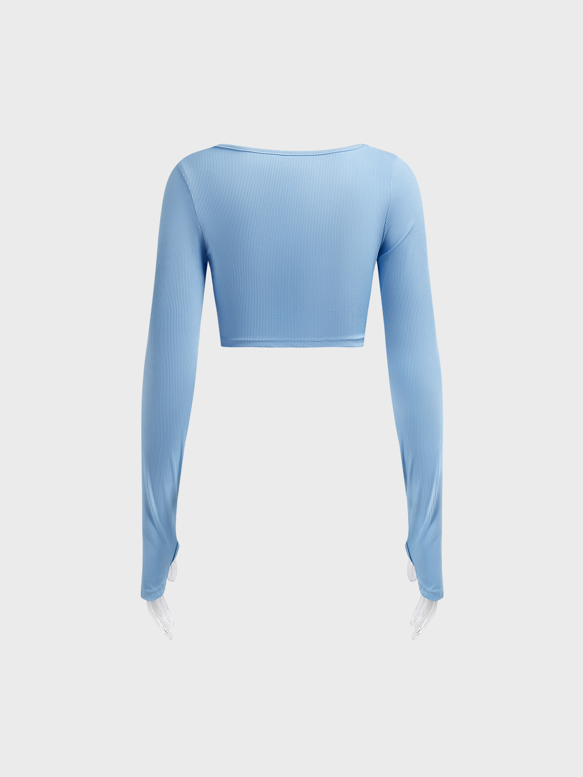 Square Neck Plain Long Sleeve T-Shirt