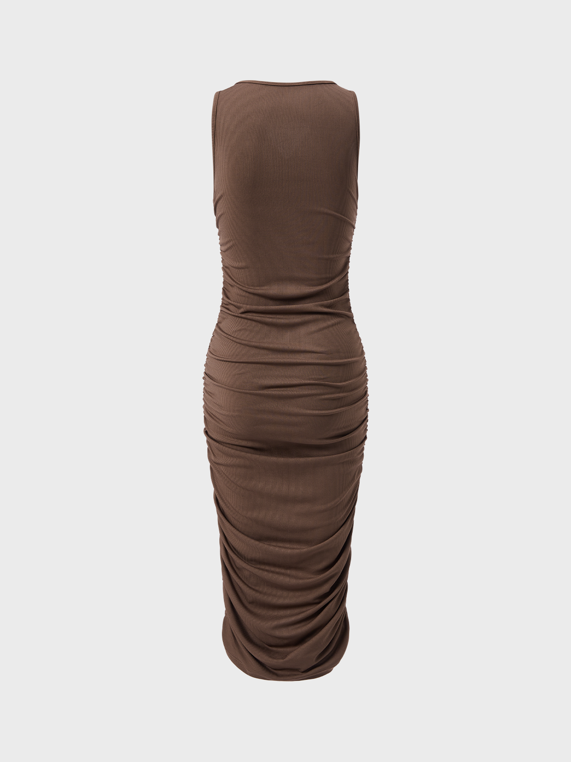 Street Brown Wrinkled Dress Midi Dress