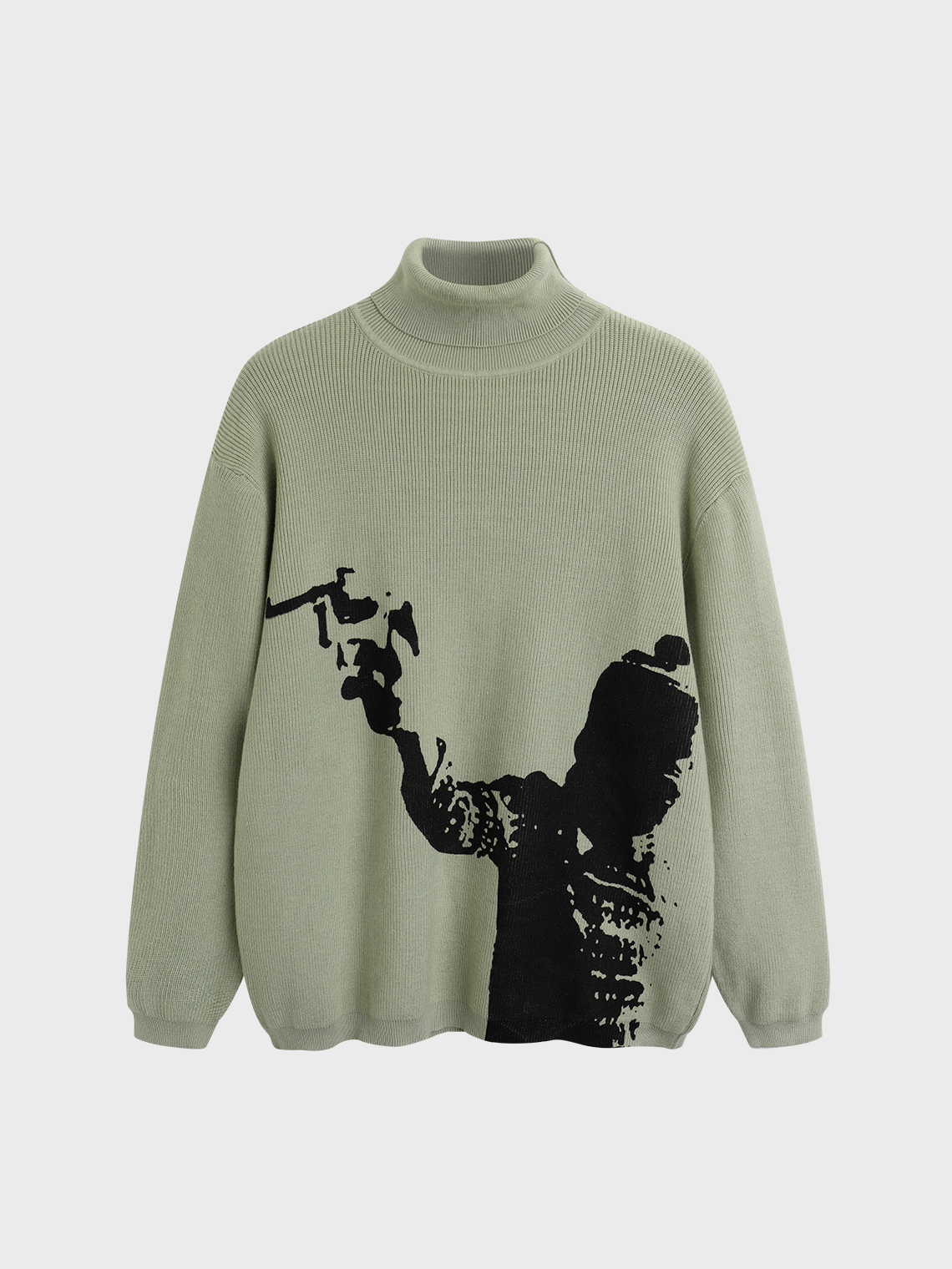 Knitted Turtleneck Figure Long Sleeve Sweater