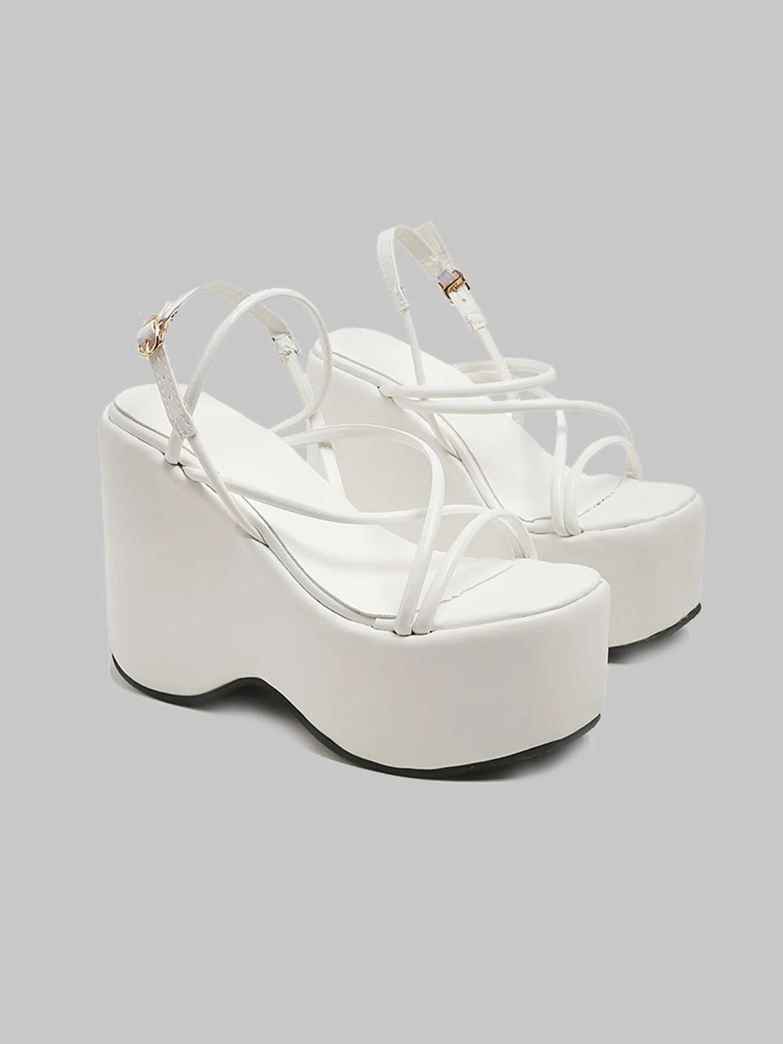 Plain Y2K Leather Summer Wedge Sandal