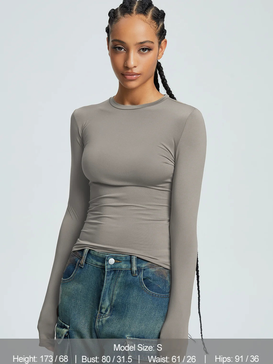 Basic Crew Neck Plain Long Sleeve T-Shirt