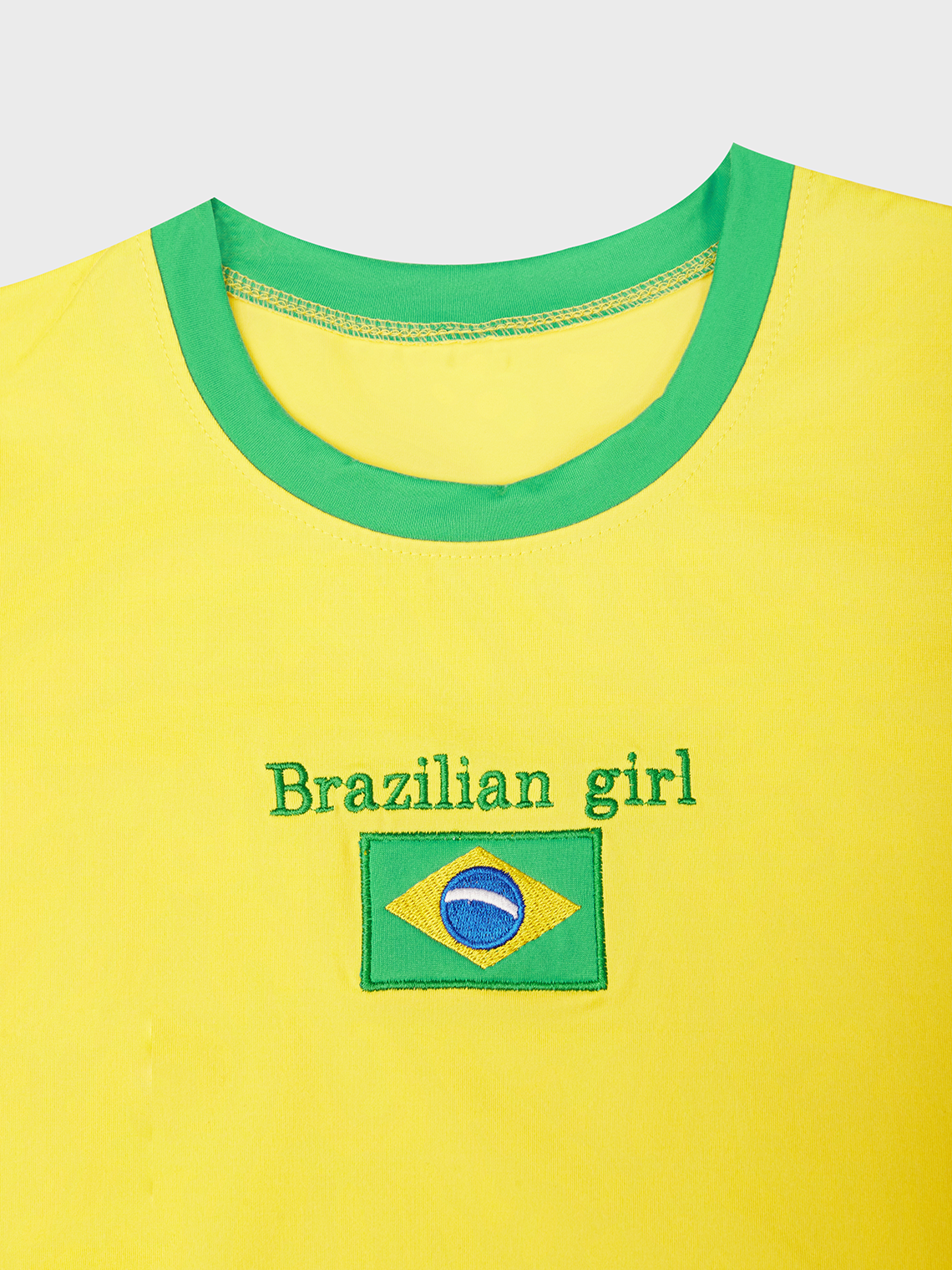 Brasil Crew Neck Color Block Short Sleeve T-Shirt