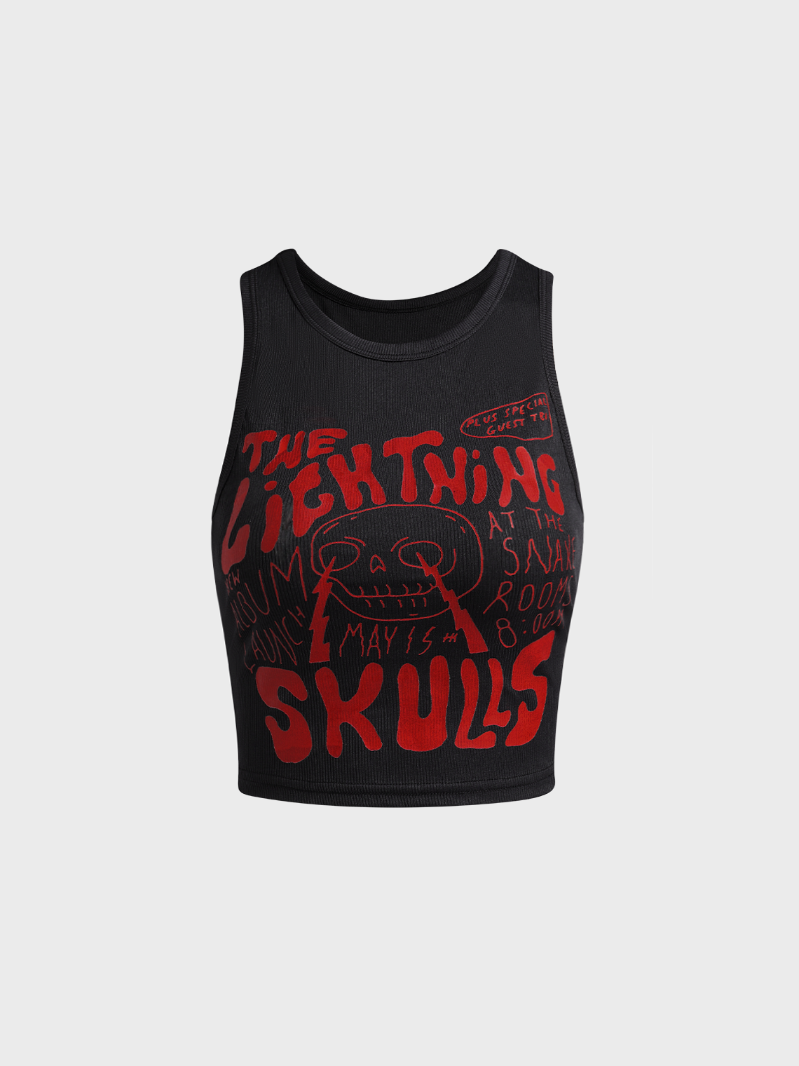 Y2k Black Graphic Skull Basic Top Tank Top & Cami