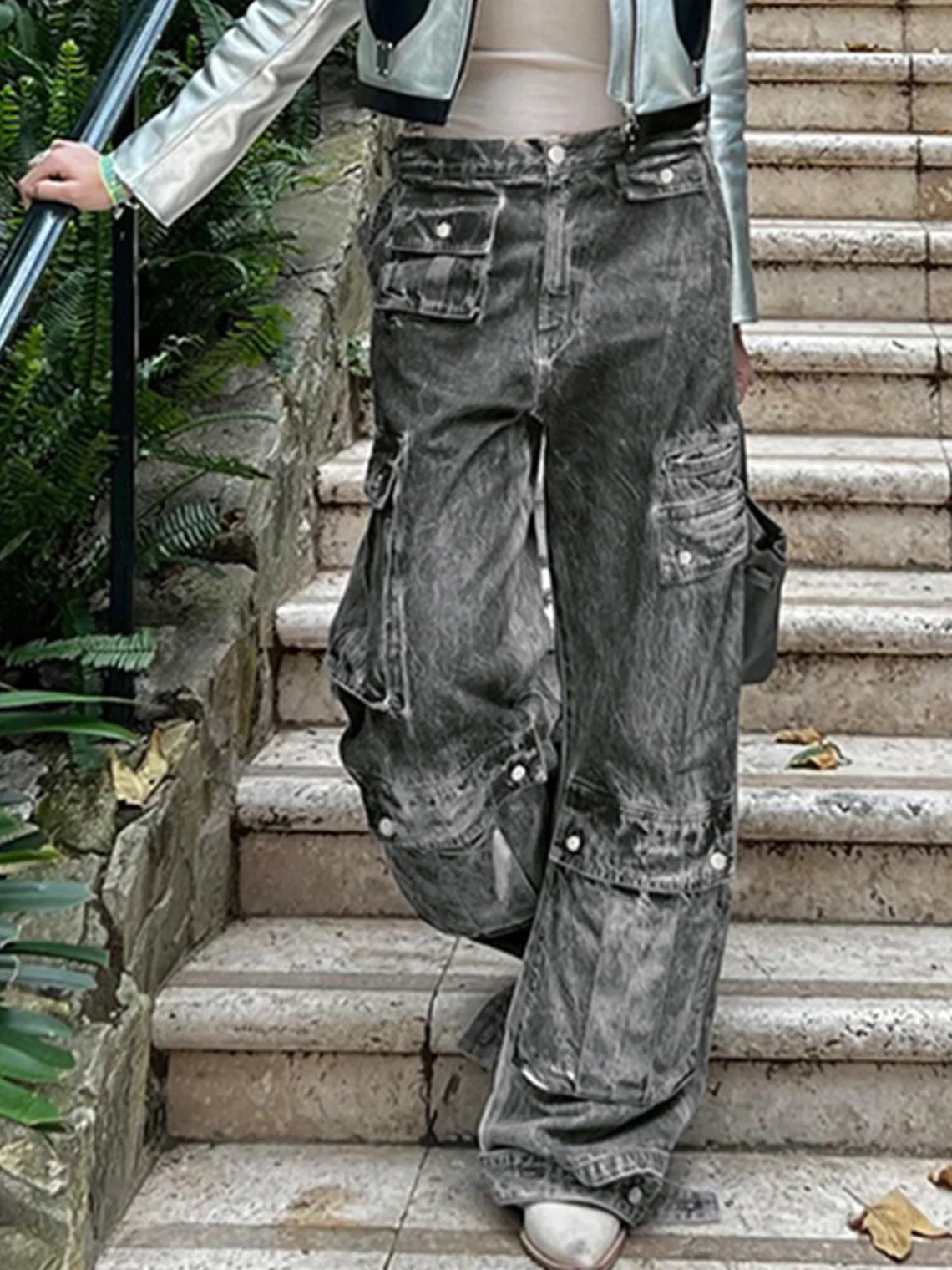 Denim Ombre Cargo Jeans