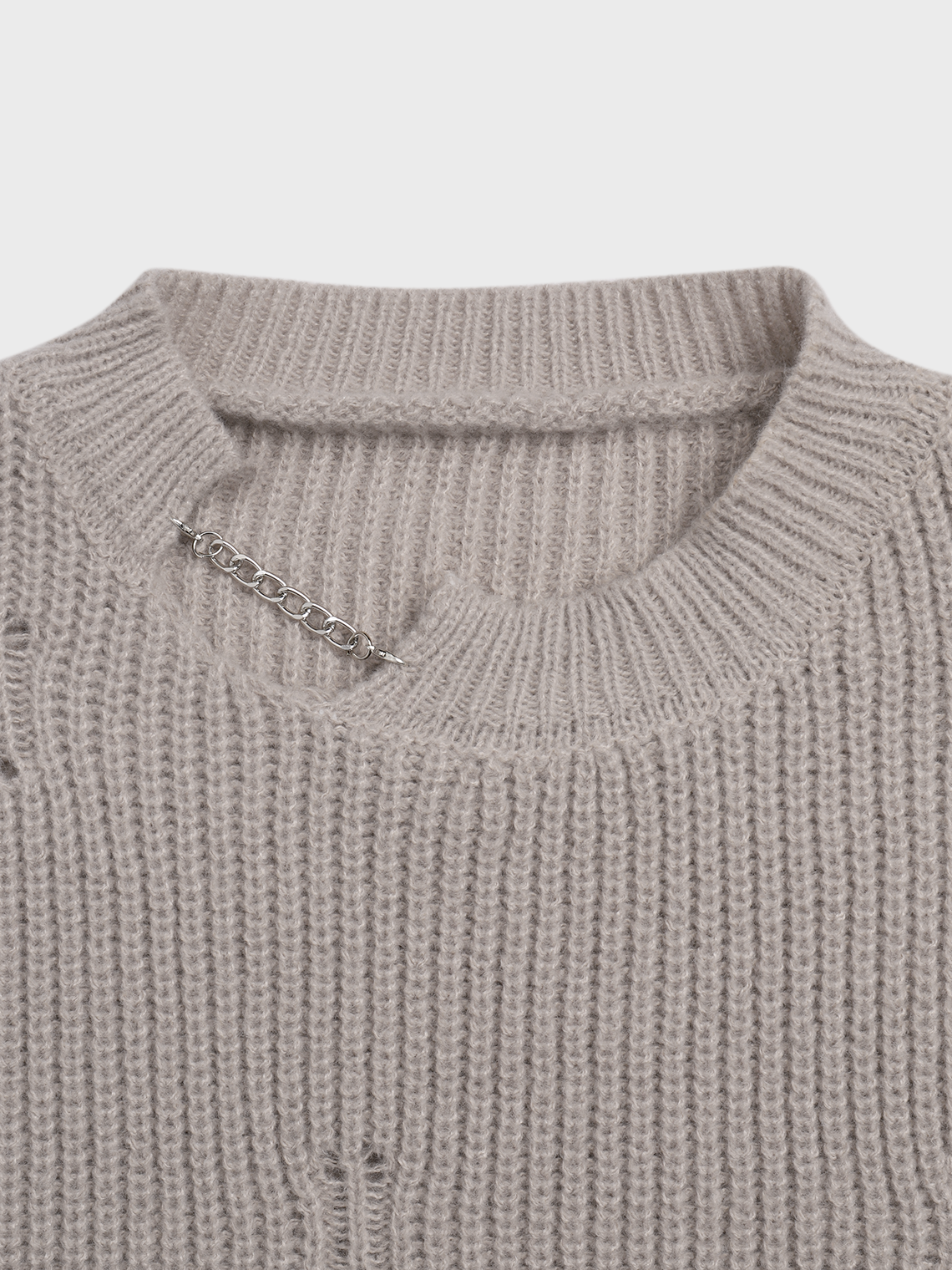 Knitted Crew Neck Plain Long Sleeve Sweater