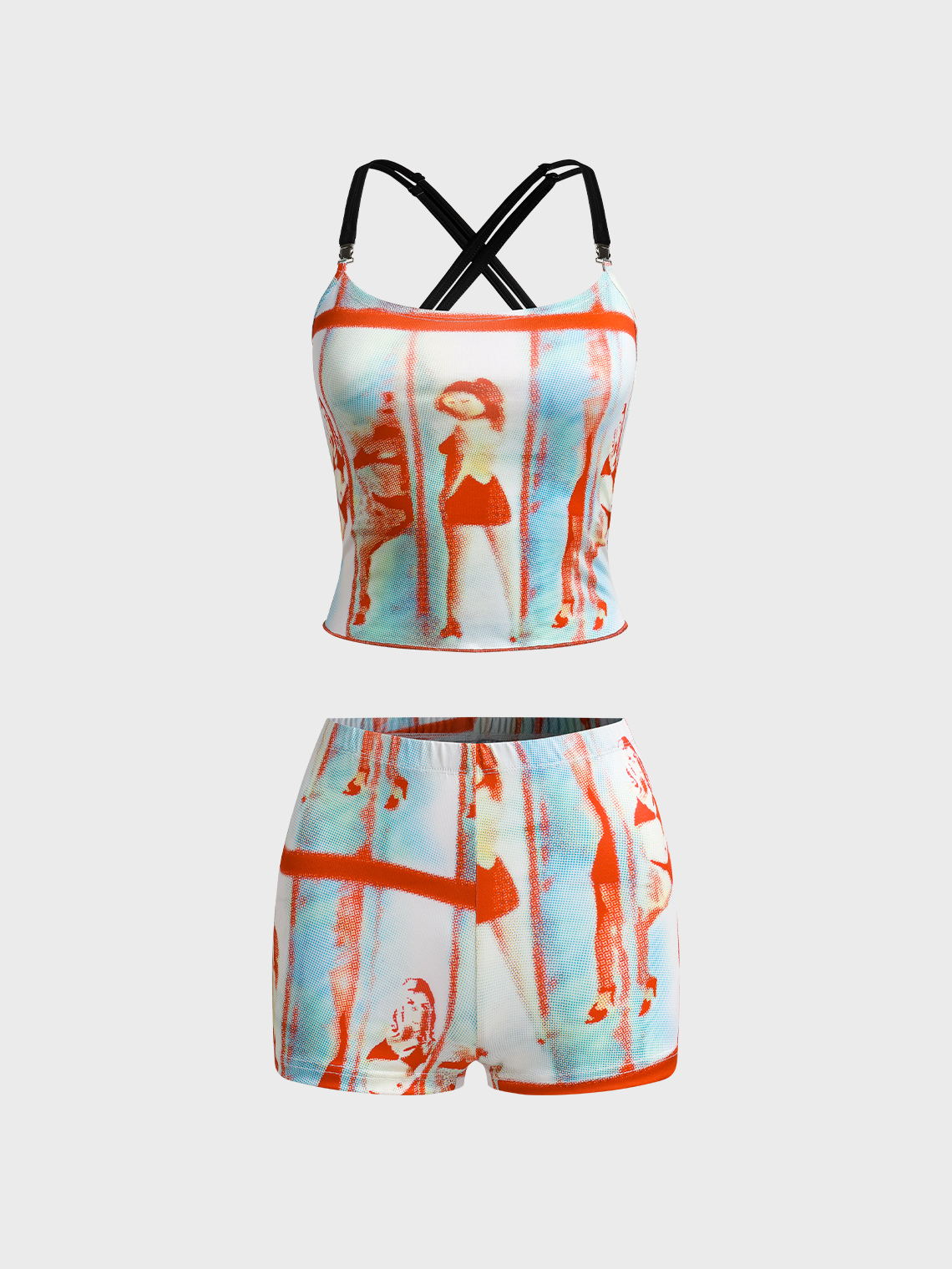 Y2k Multicolor Figure Body print Two-Piece Set