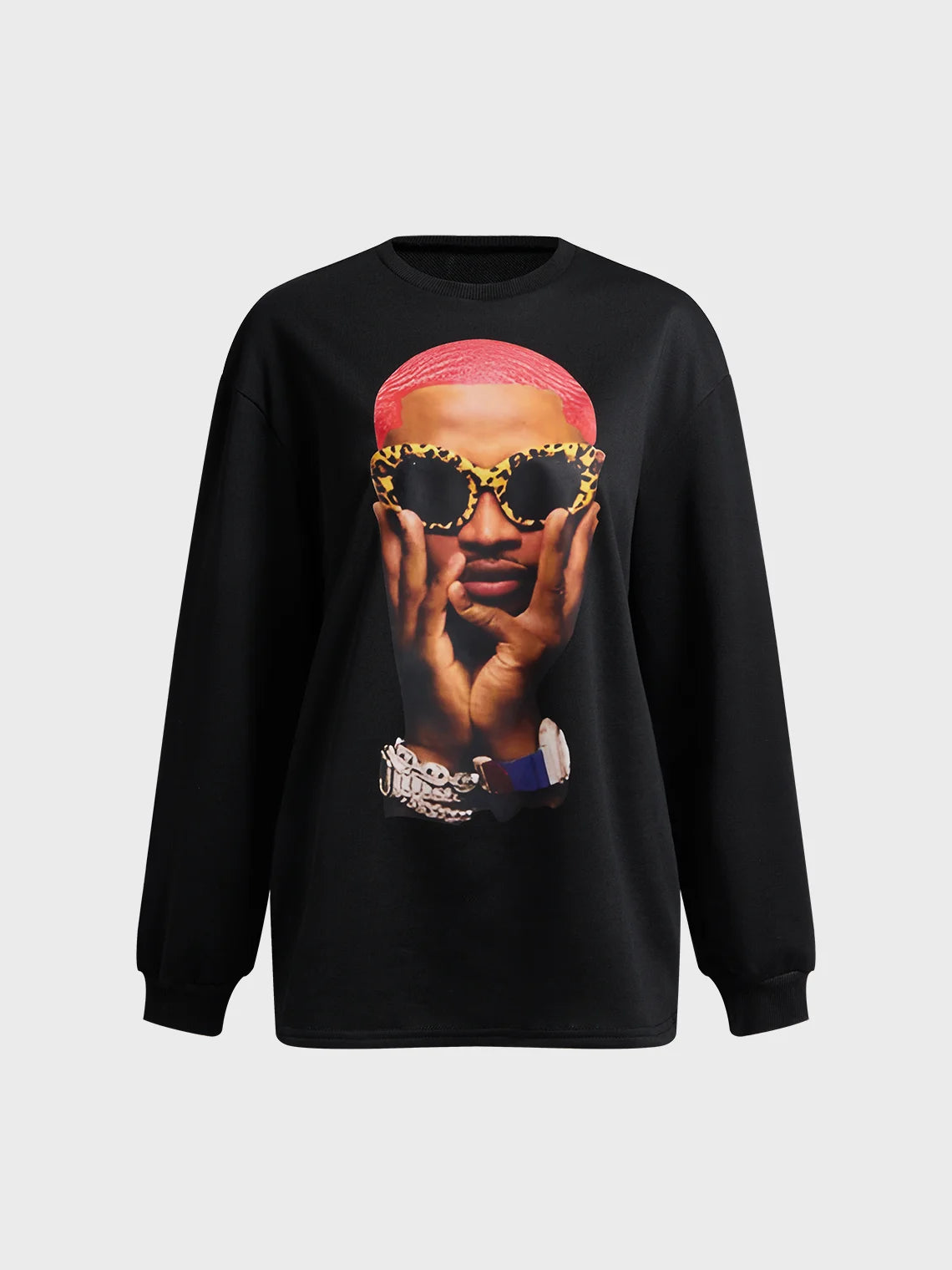 Crew Neck Figure Long Sleeve Sweatshirt