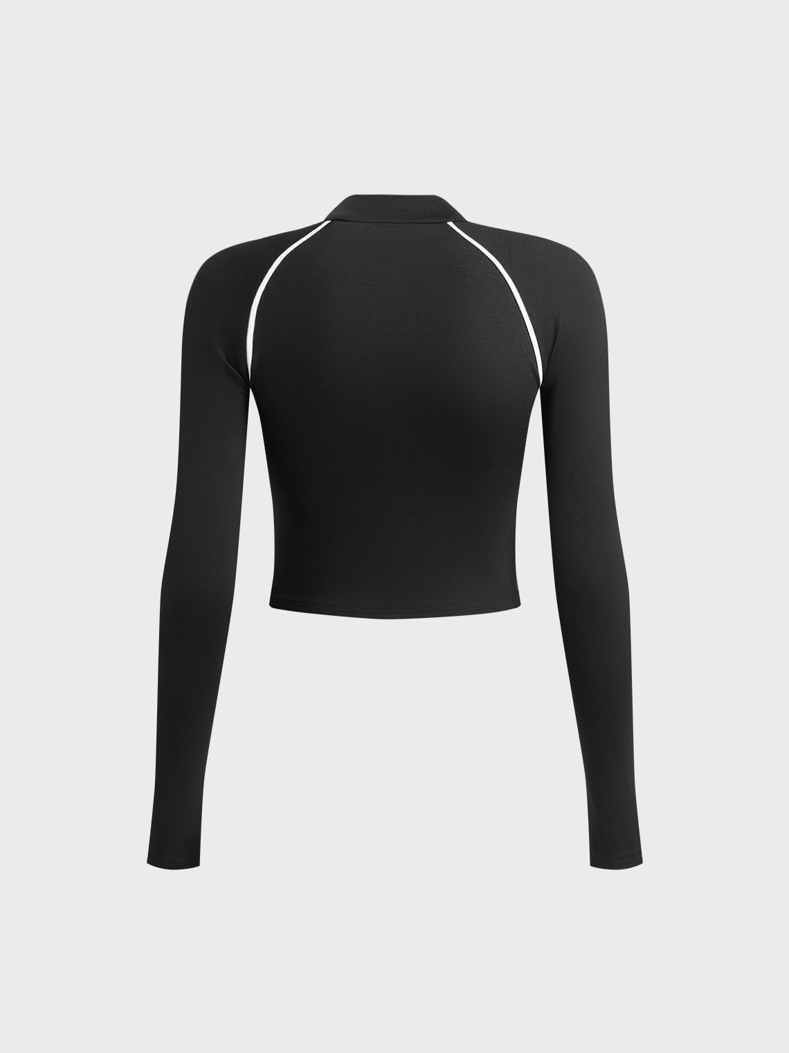 Activewear Crew Neck Plain Long Sleeve Zipper T-Shirt