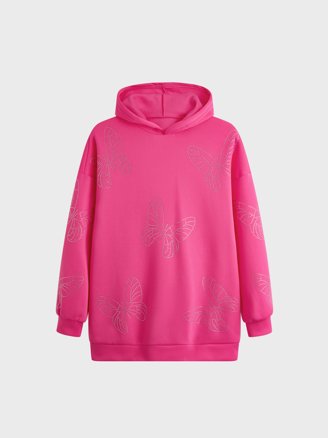 Hotfix Rhinestone Butterfly Long Sleeve Hoodie