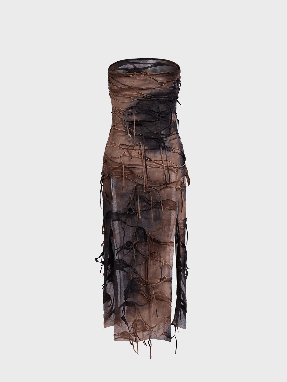 Ripped Fringe Slit Tube Tie Dye Sleeveless Maxi Dress