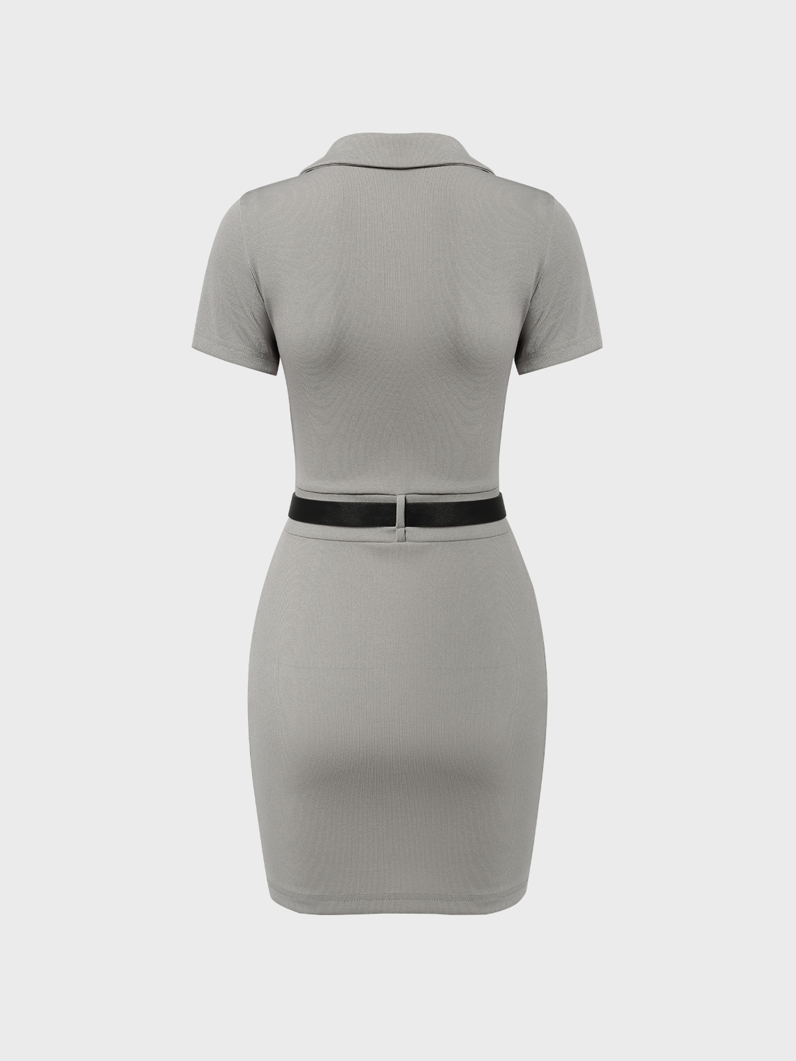 Y2k Gray Belt Polo collar Dress Mini Dress