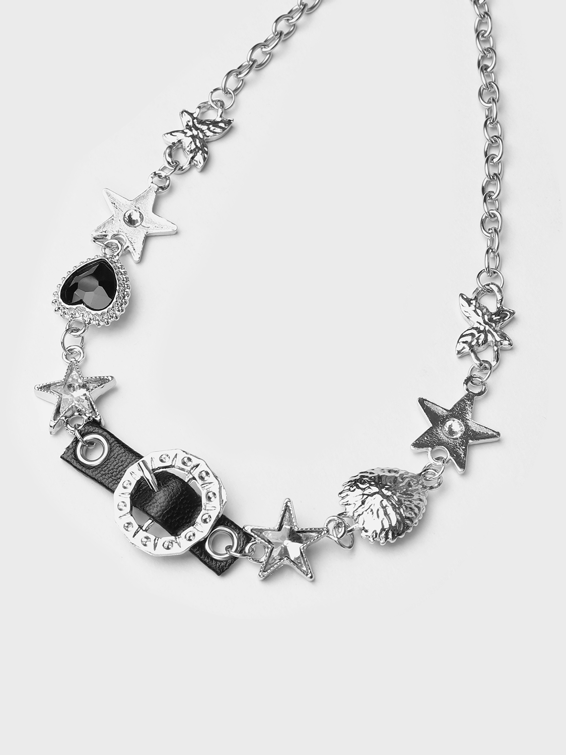 Metal Star & Love Abstract Necklace