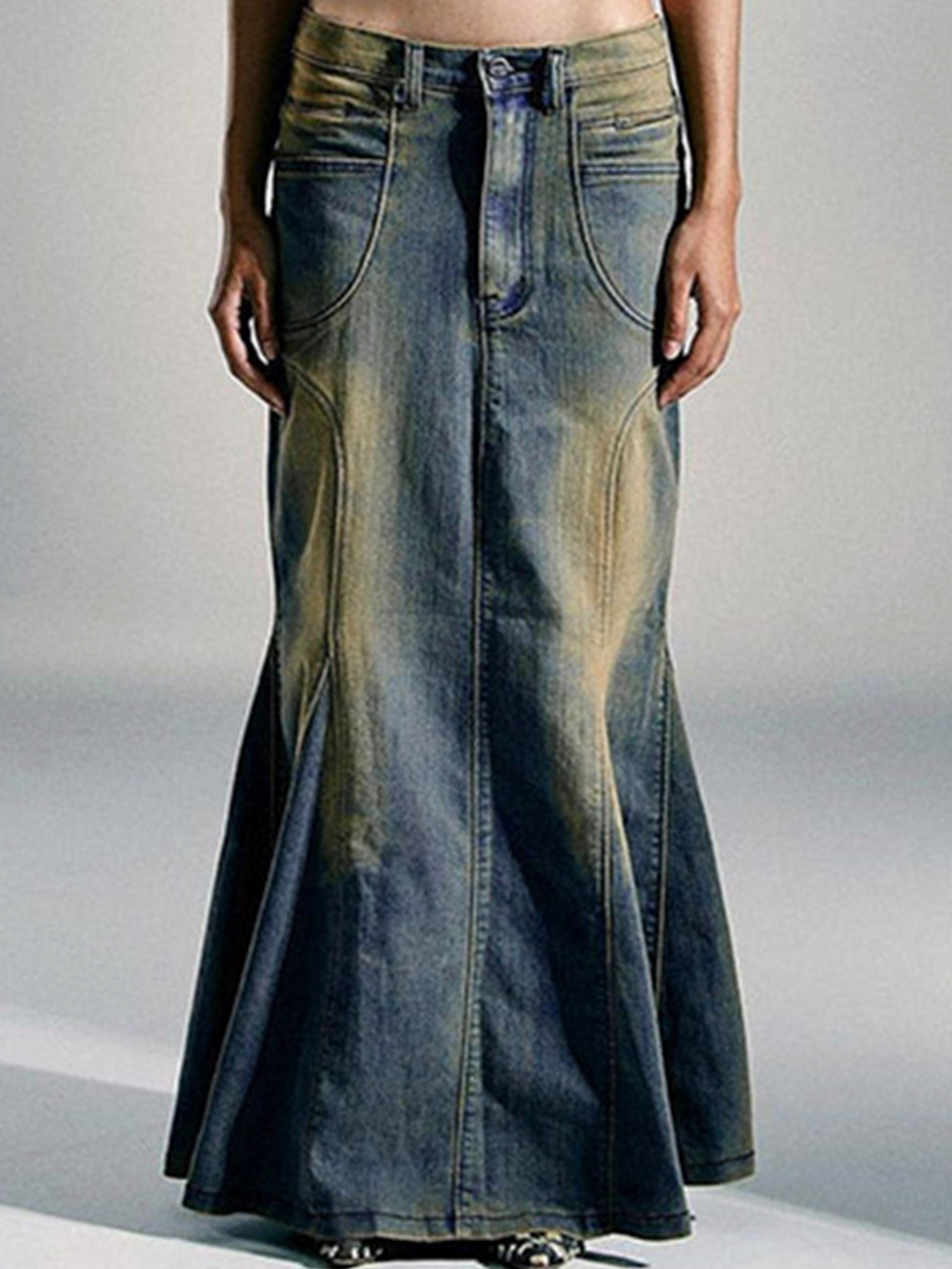 Worn-In Effects Maxi Skirt